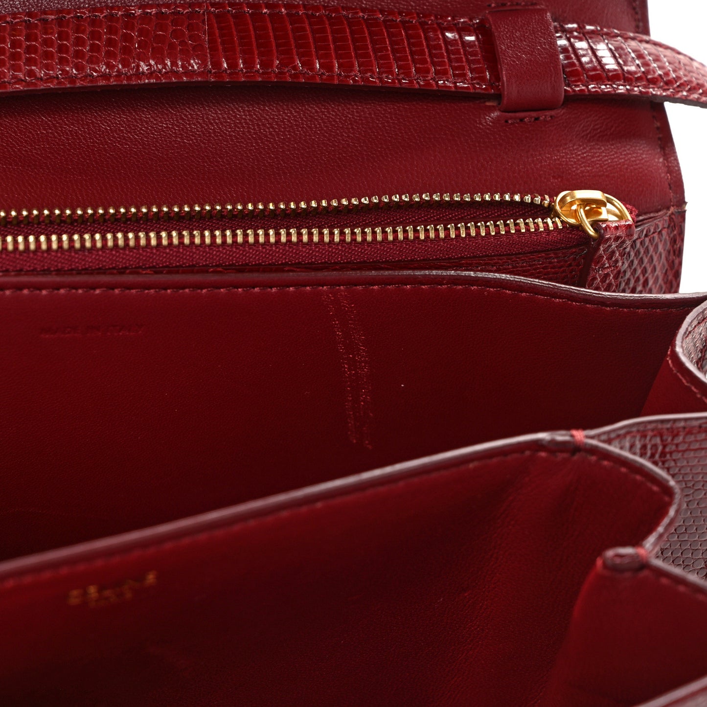 Lizard Medium Classic Box Flap Bag Ruby