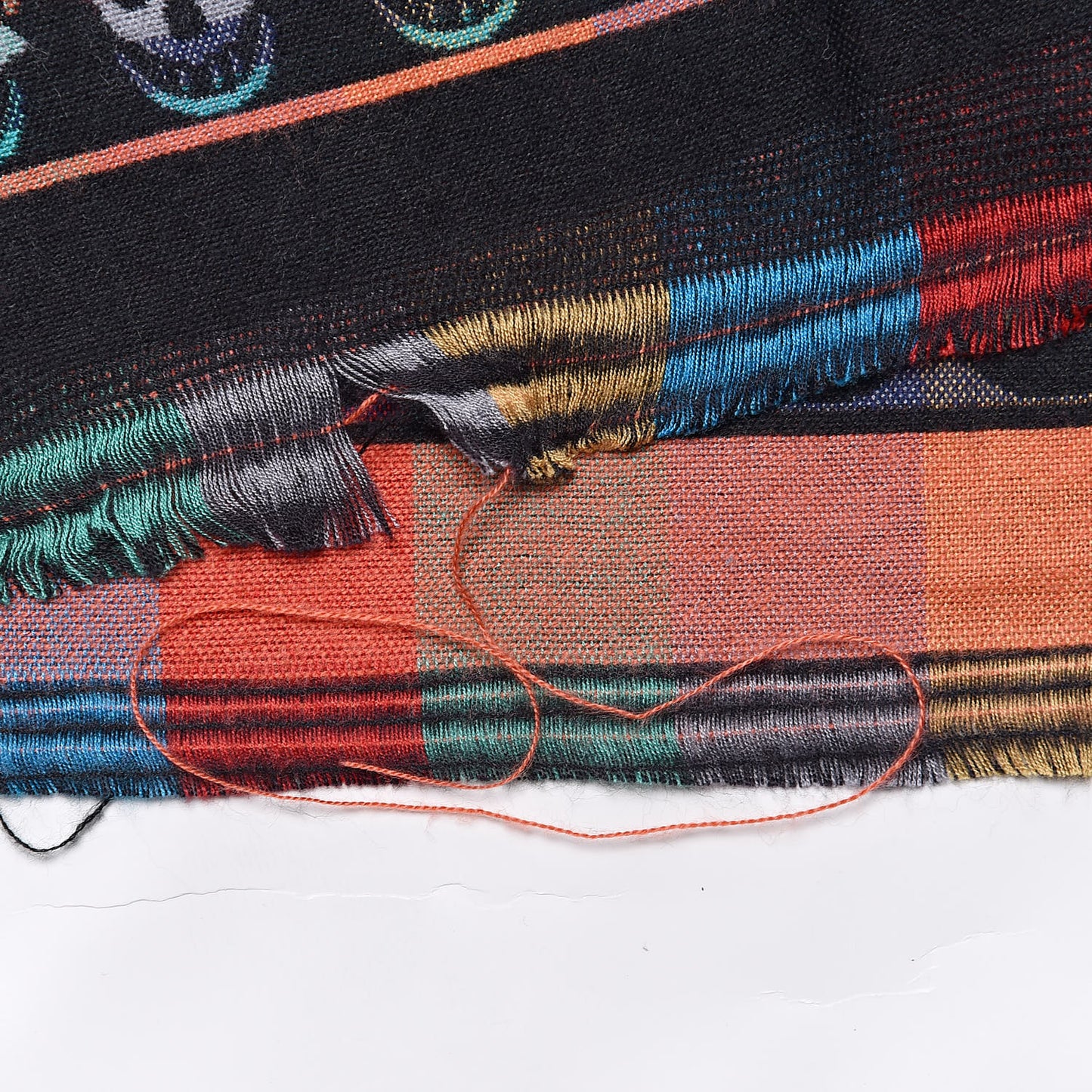 Wool Skull Scarf Black Multicolor