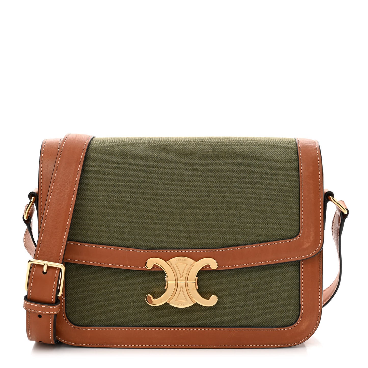 Textile Natural Calfskin Classique Triomphe Khaki Tan