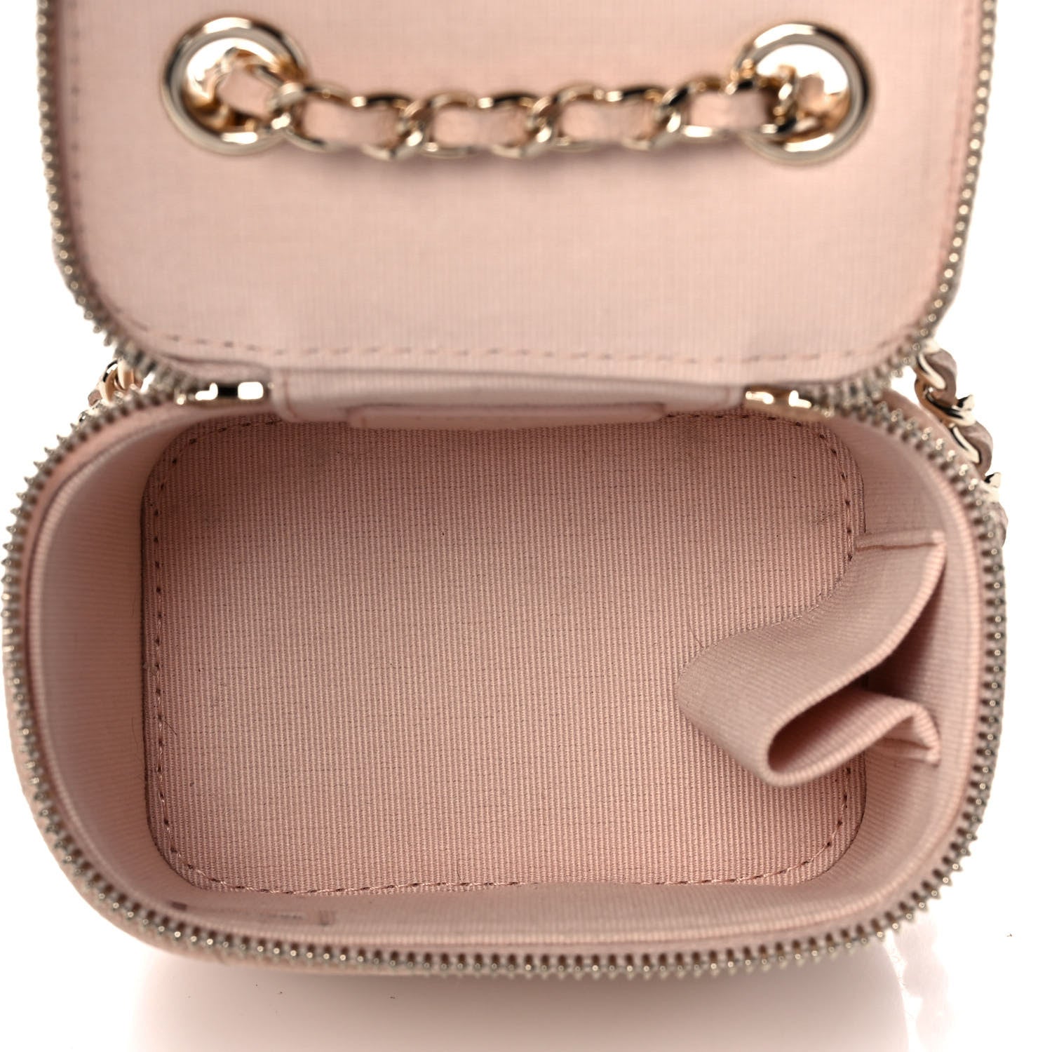 Chanel Caviar Quilted Mini Vanity Case With Chain Light Beige 5 of 9