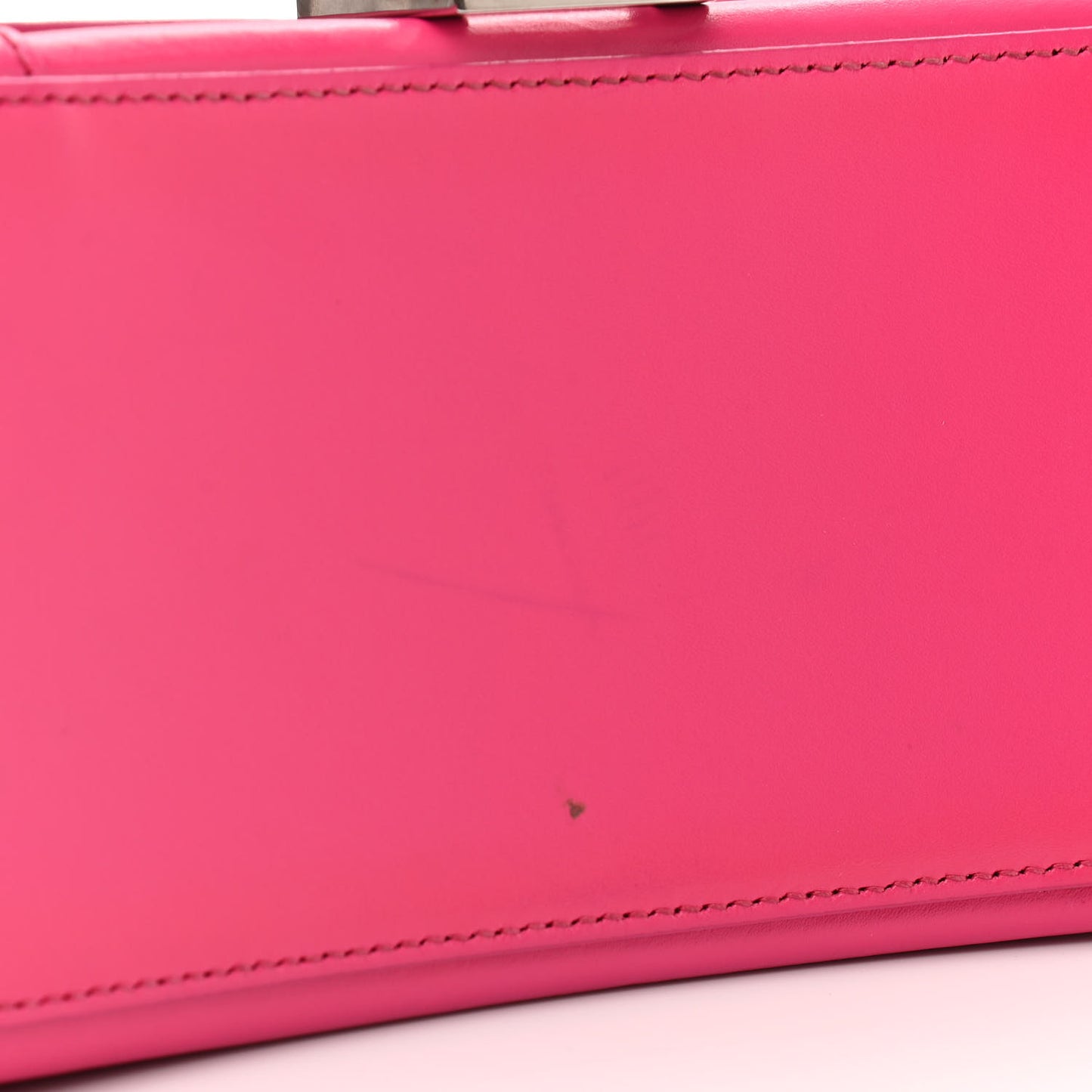Shiny Box Calfskin Small Hourglass Top Handle Bag Acid Fuchsia