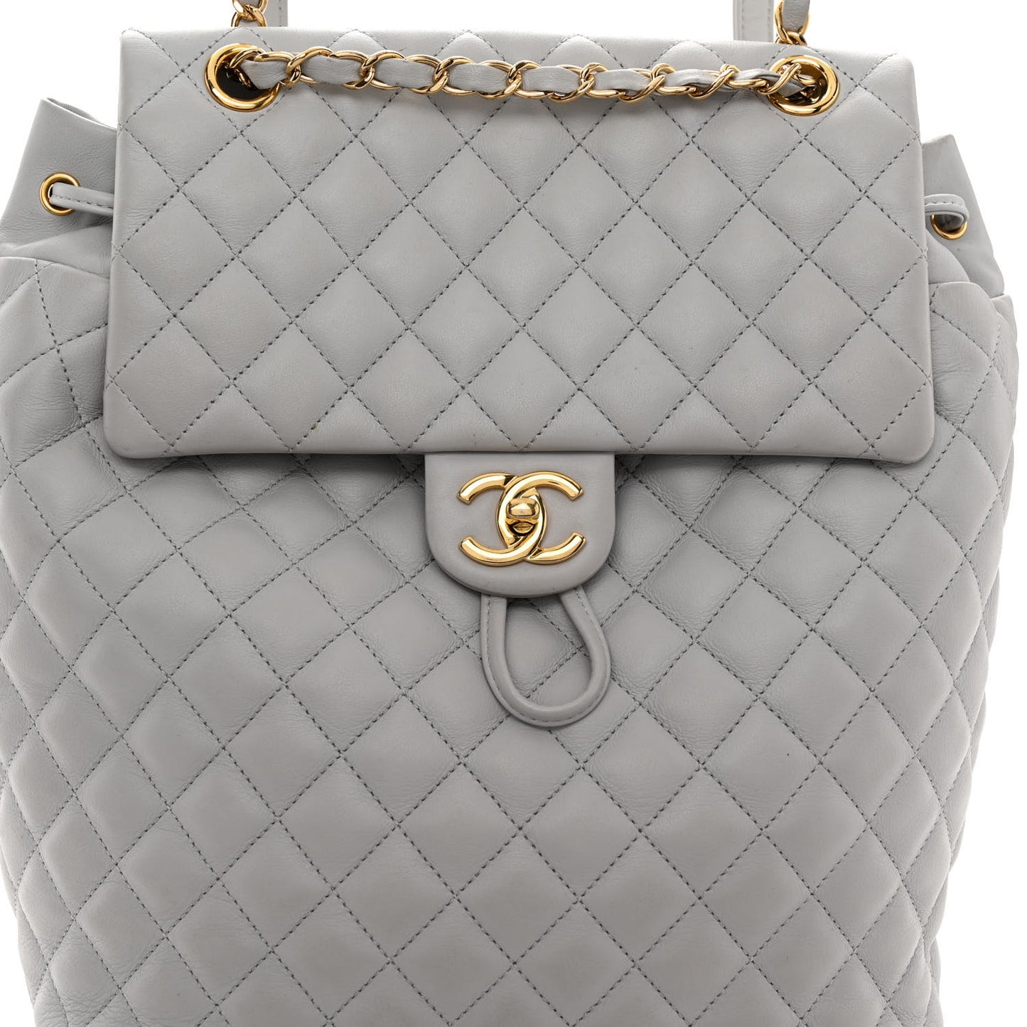 Calfskin Quilted Large Urban Spirit Backpack Grey