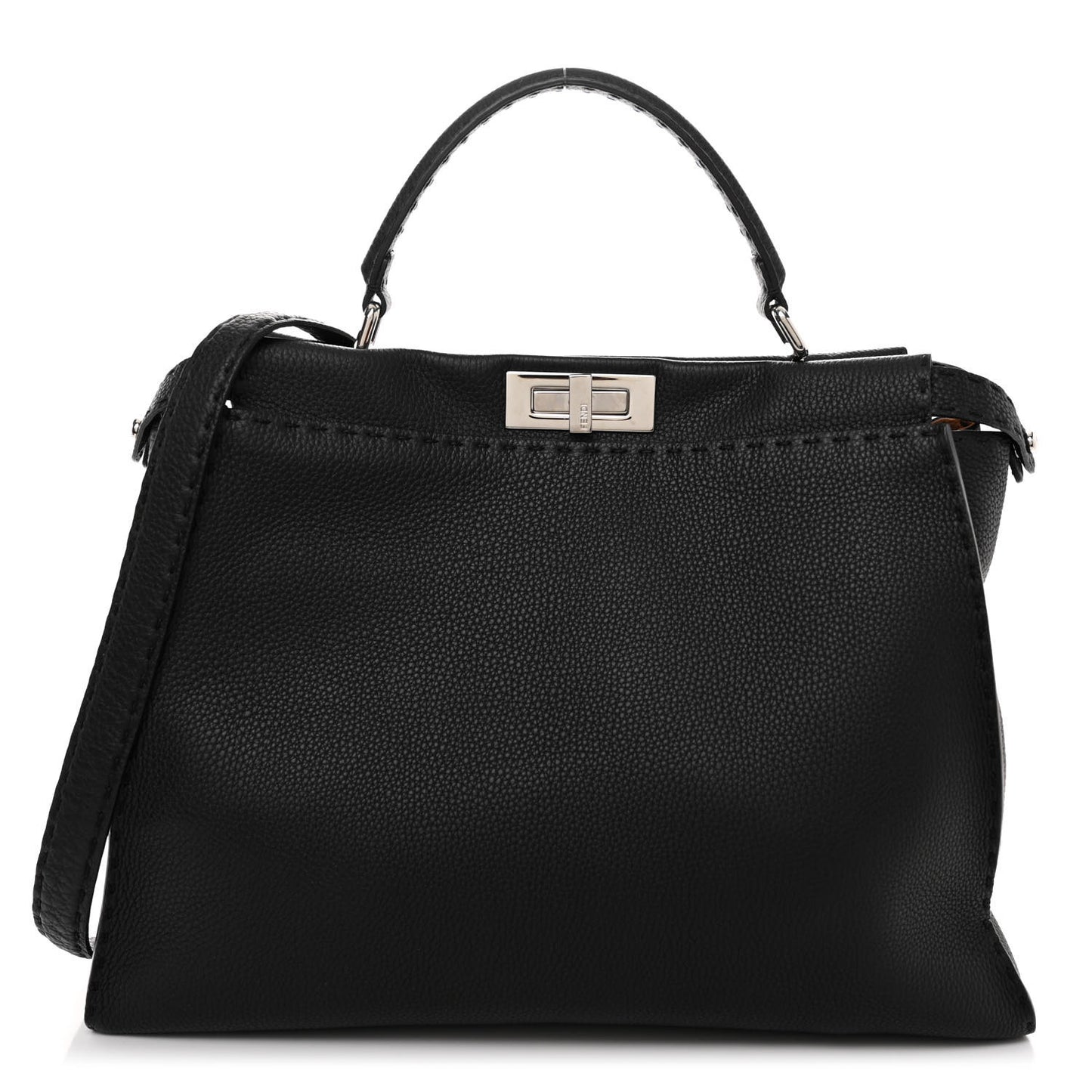 Cuoio Romano Selleria Bi-Color Large Peekaboo Iconic Satchel Black Mou