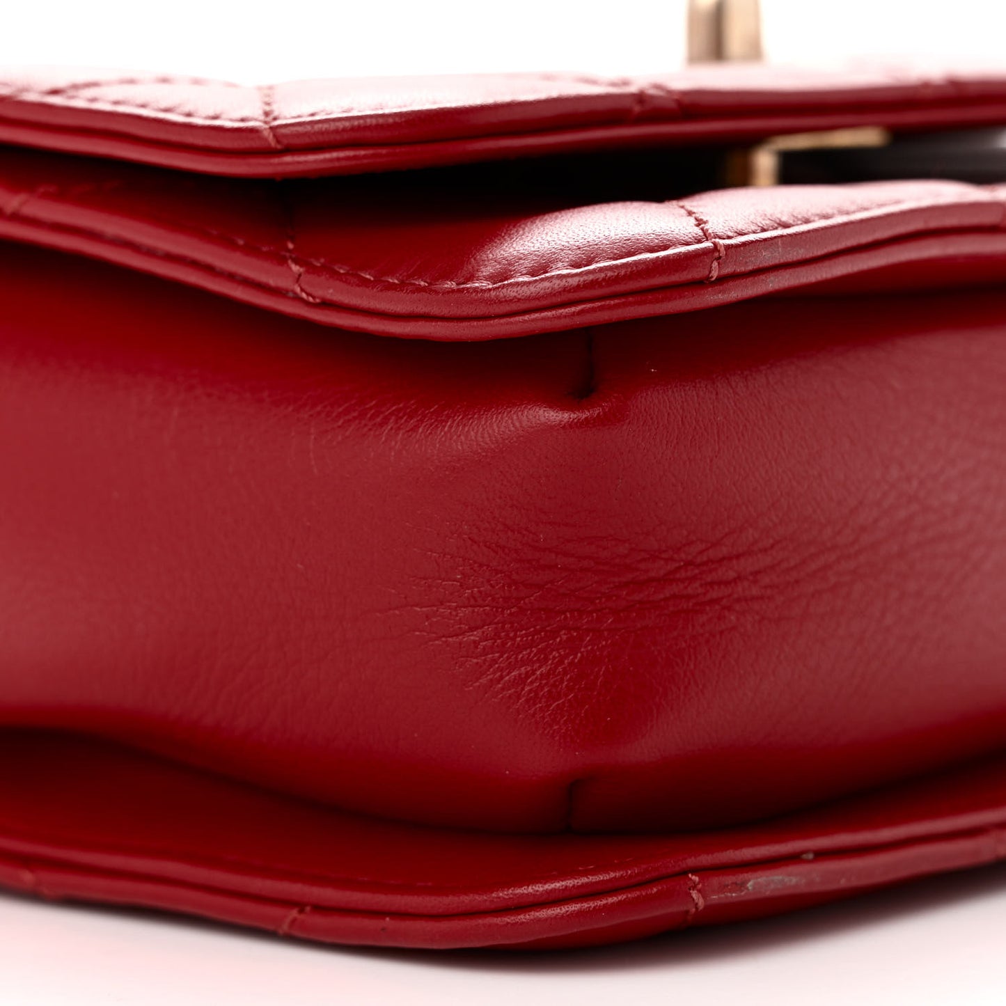 Lambskin Quilted Small Multiple Chain Flap Red
