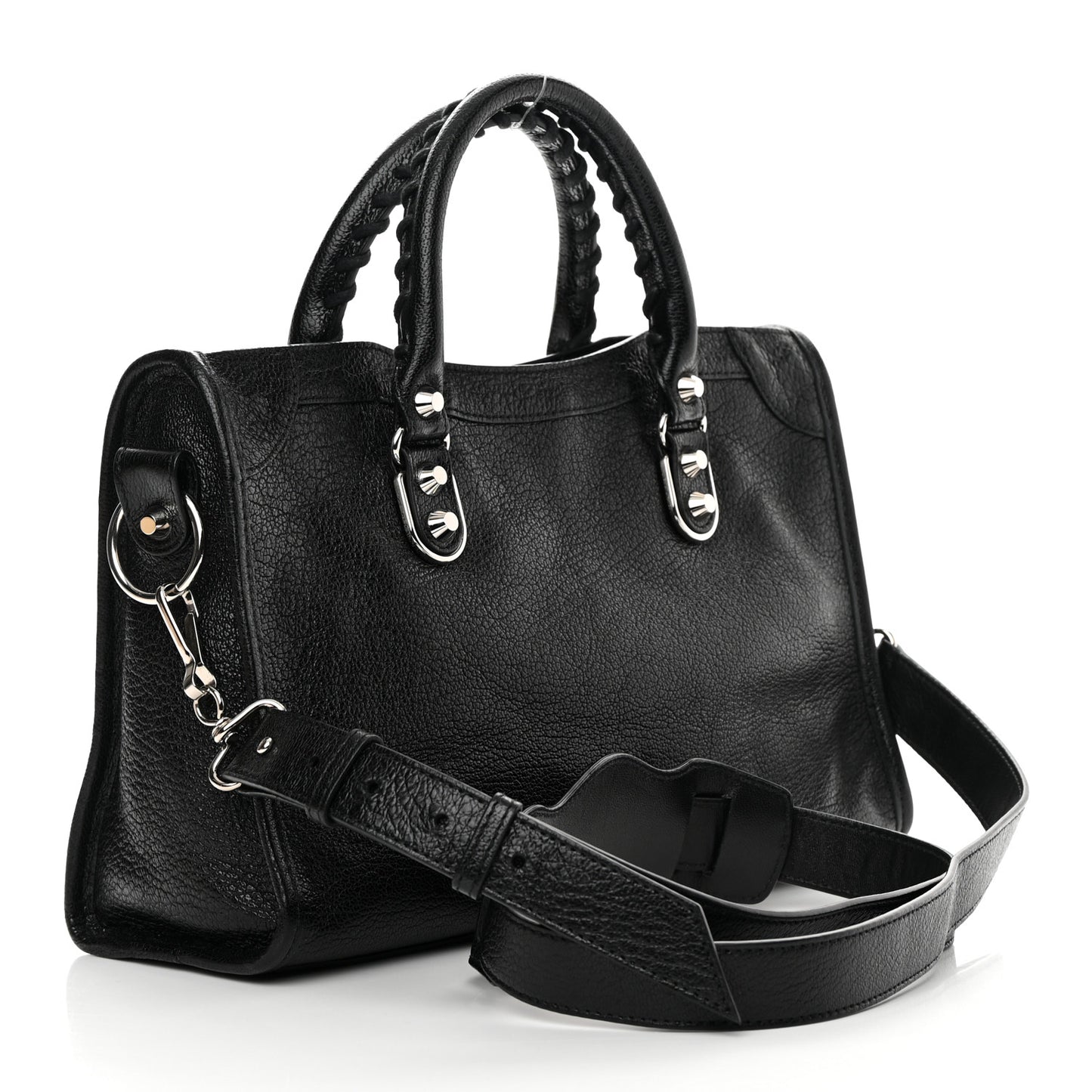 Chevre Silver Metallic Edge Hardware S City Black