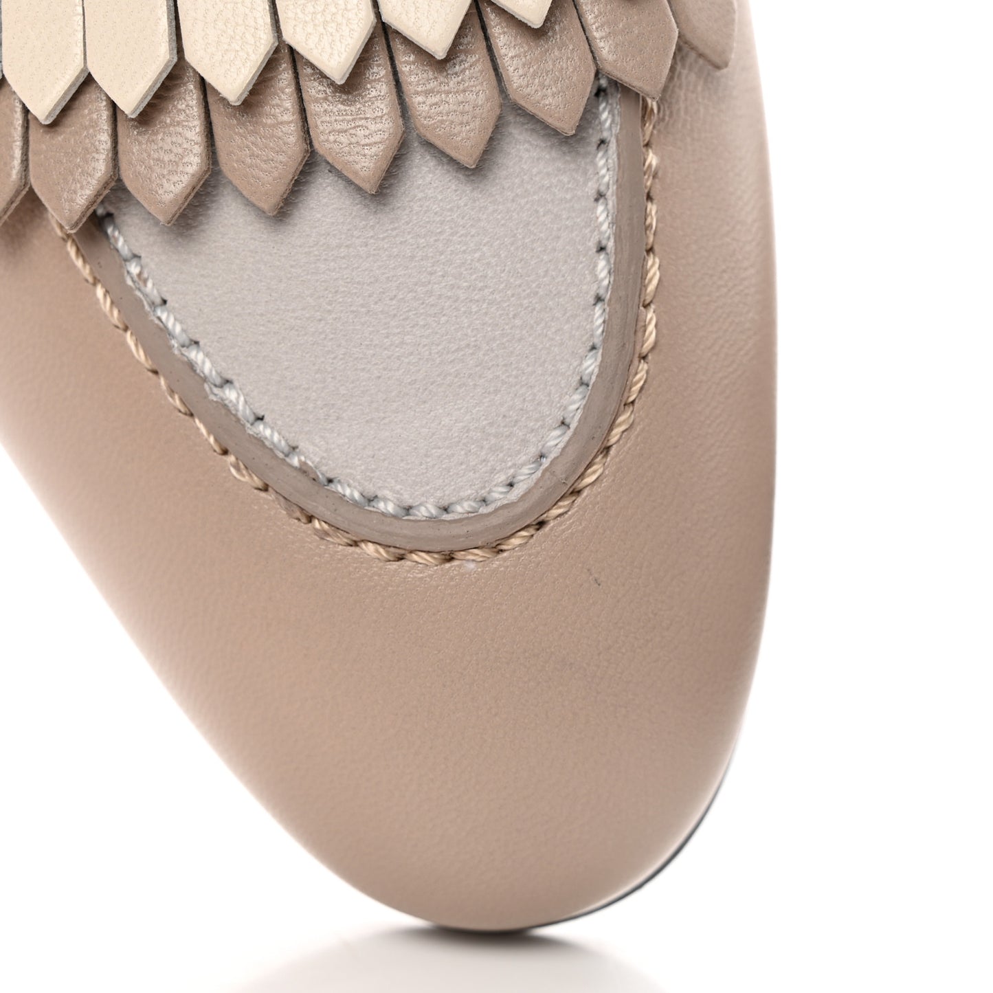 Goatskin Womens Royal Loafers 38 Multicolore Beige Mastic