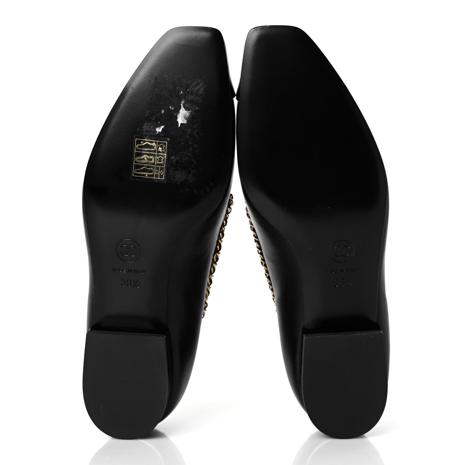 Chanel Lambskin Patent Calfskin Chain Cap Toe Loafer 36.5 Black 5 of 9