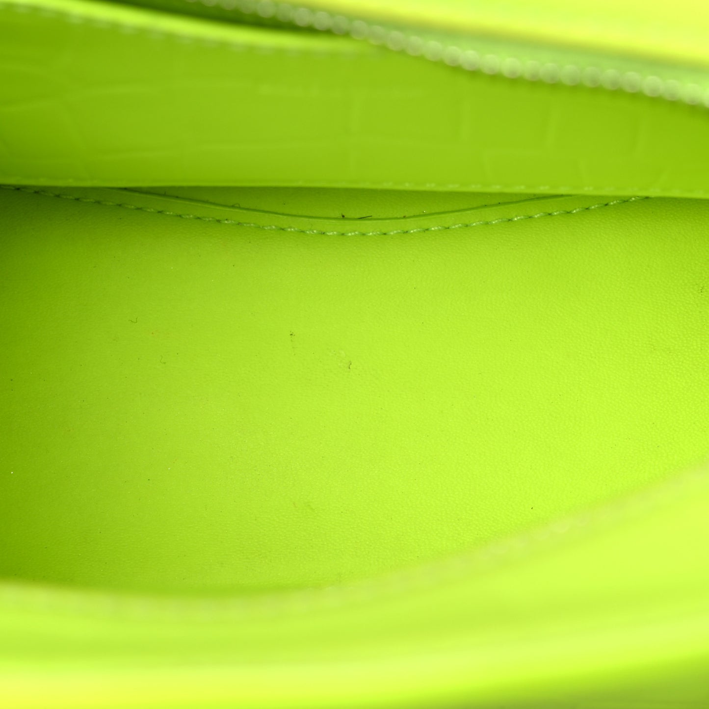 Semi Shiny Calfskin Crocodile Embossed Neo Classic Silver Hardware Mini City Fluo Yellow