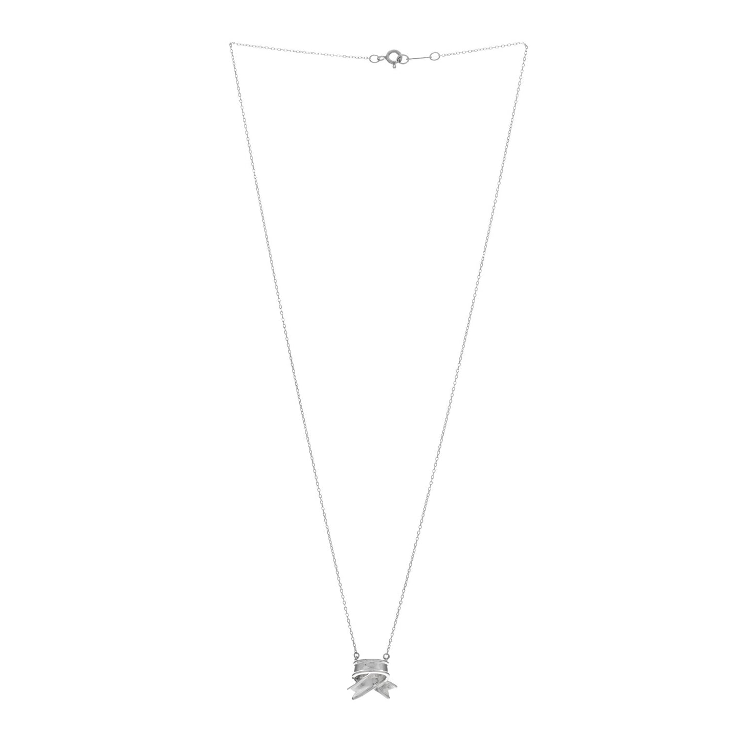 Sterling Silver Ribbon Pendant Necklace