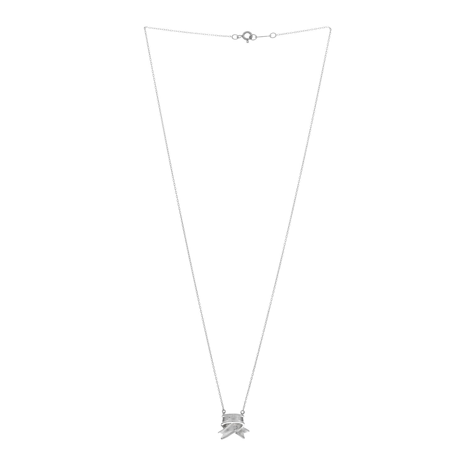 Tiffany Sterling Silver Ribbon Pendant Necklace 2 of 4
