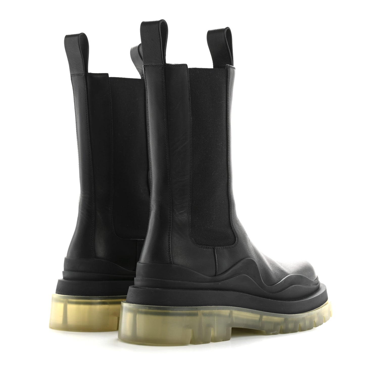 Calfskin The Tire Chelsea Boots 36 Black Transparent