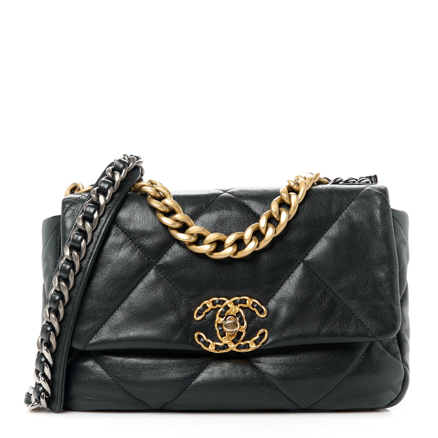 Goatskin Quilted Medium Chanel 19 Flap Black