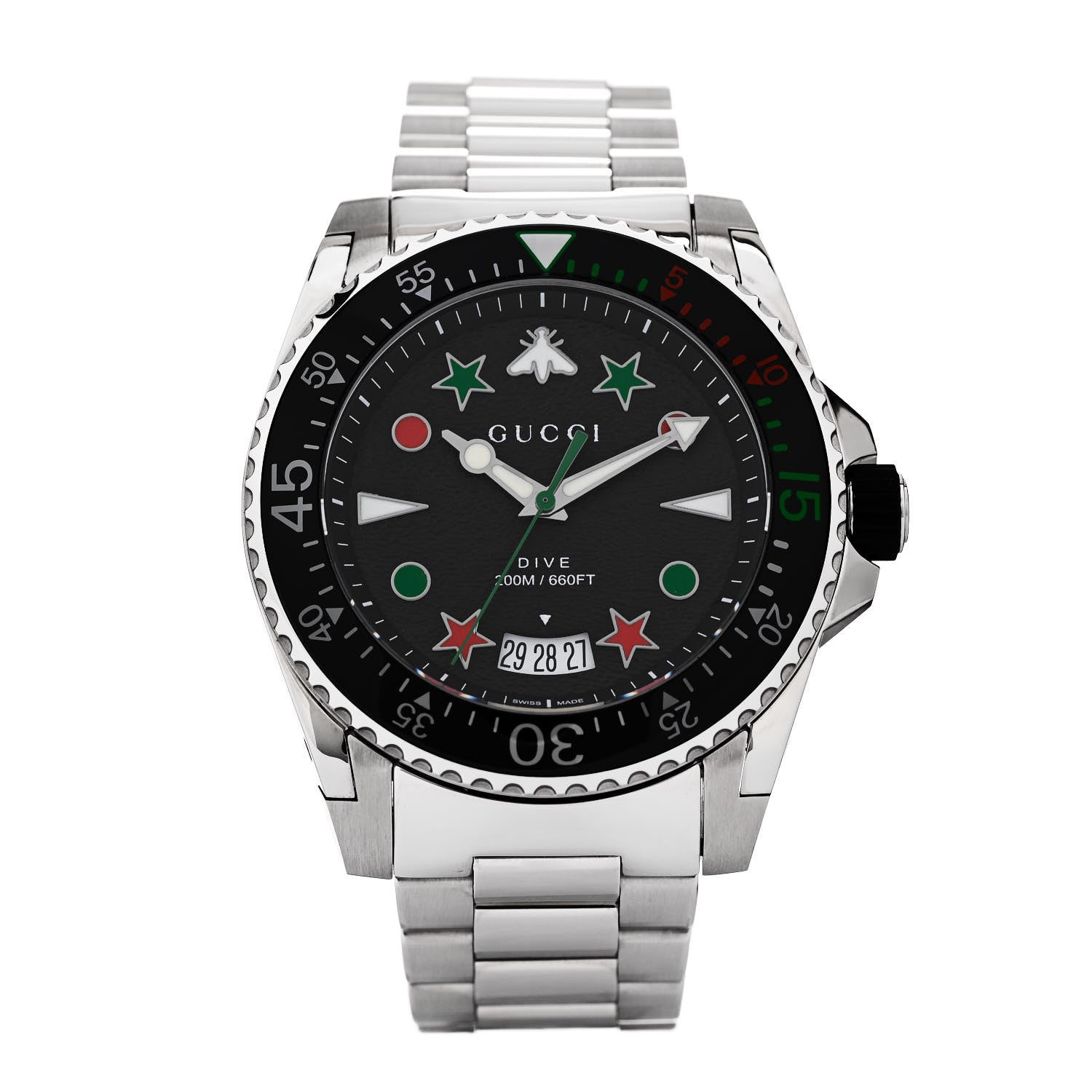 Gucci Stainless Steel 45mm Dive Quartz Watch Black 1 of 5