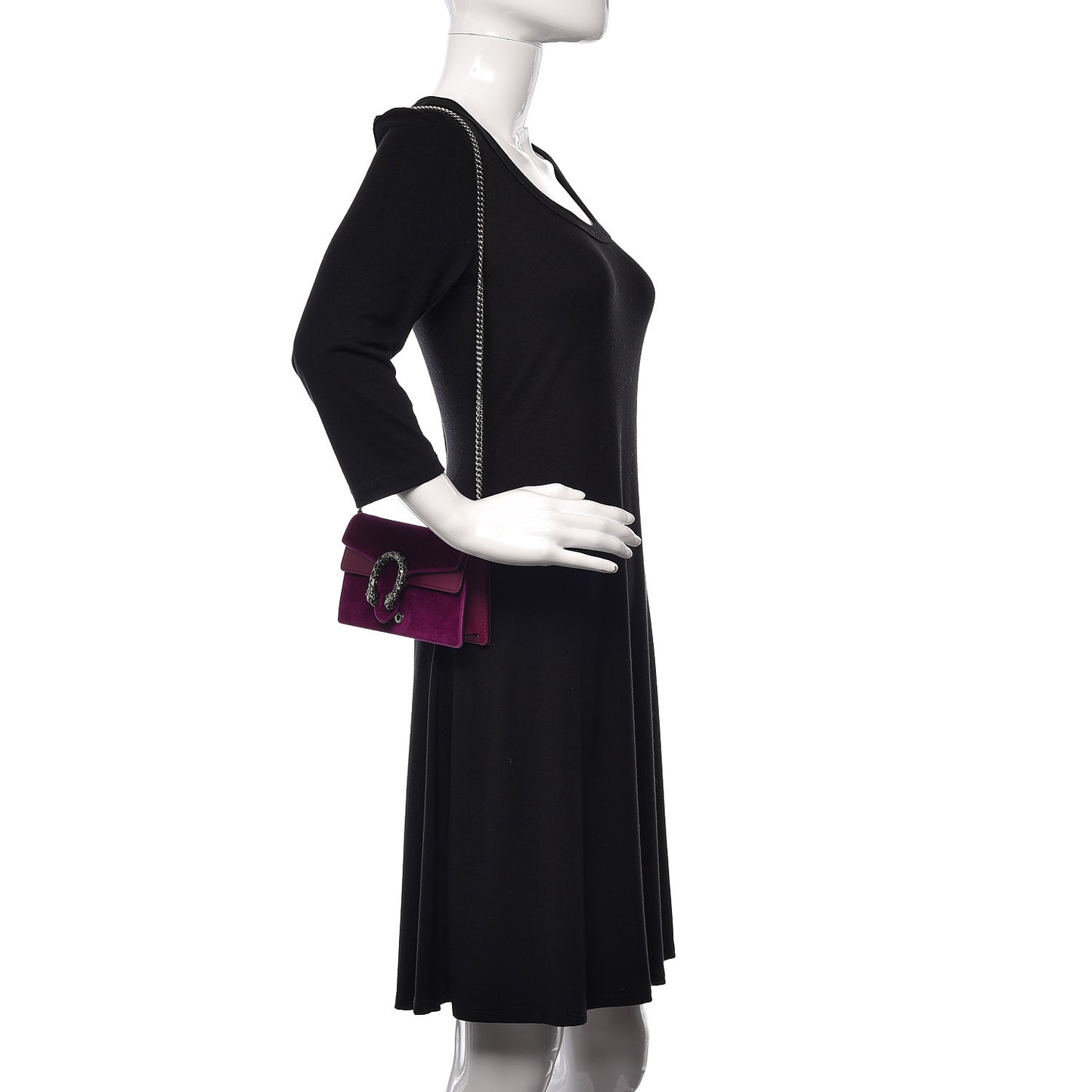 Velvet Super Mini Dionysus Shoulder Bag Fuchsia Violet Cyclamen
