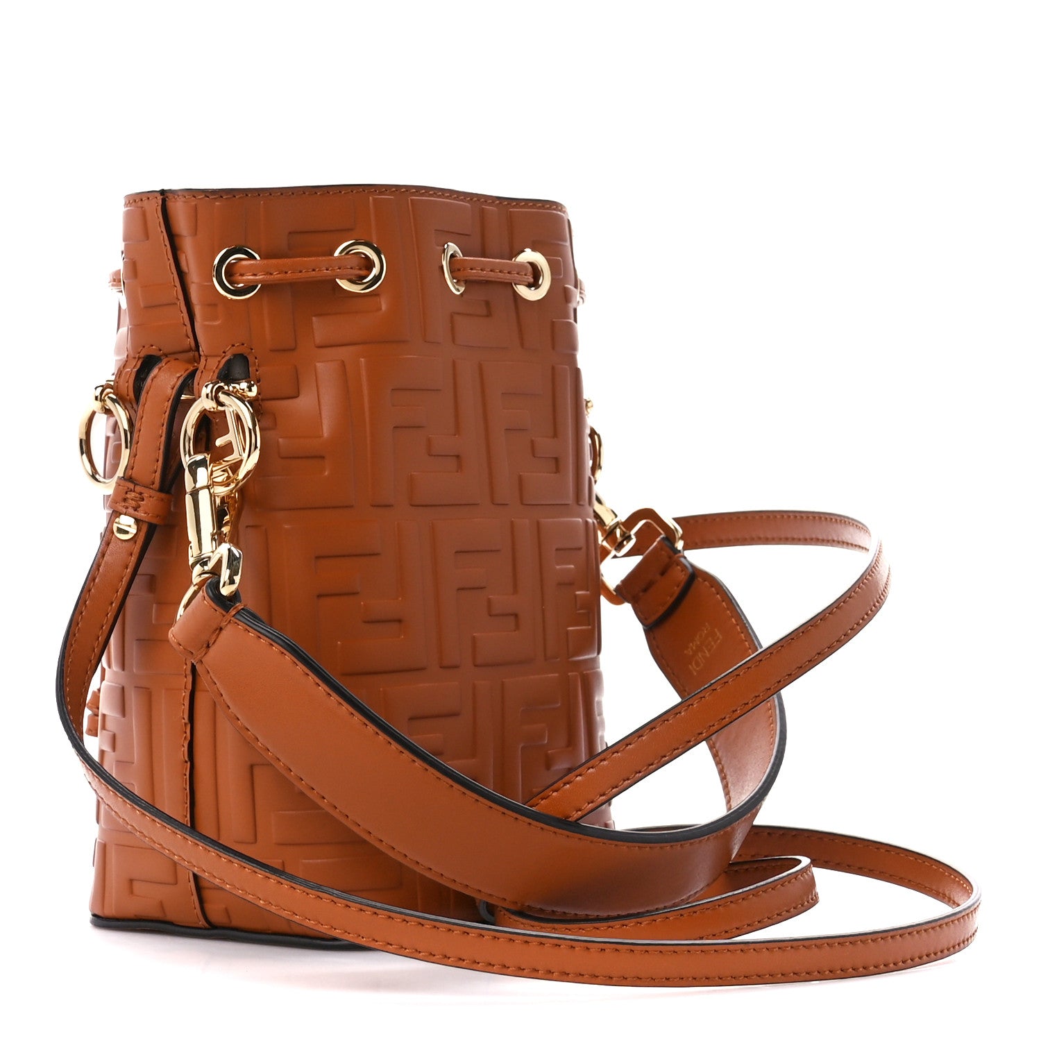 Fendi Vitello Liberty F is Fendi FF 1974 Embossed Mini Mon Tresor Bucket Bag Brandy 3 of 11