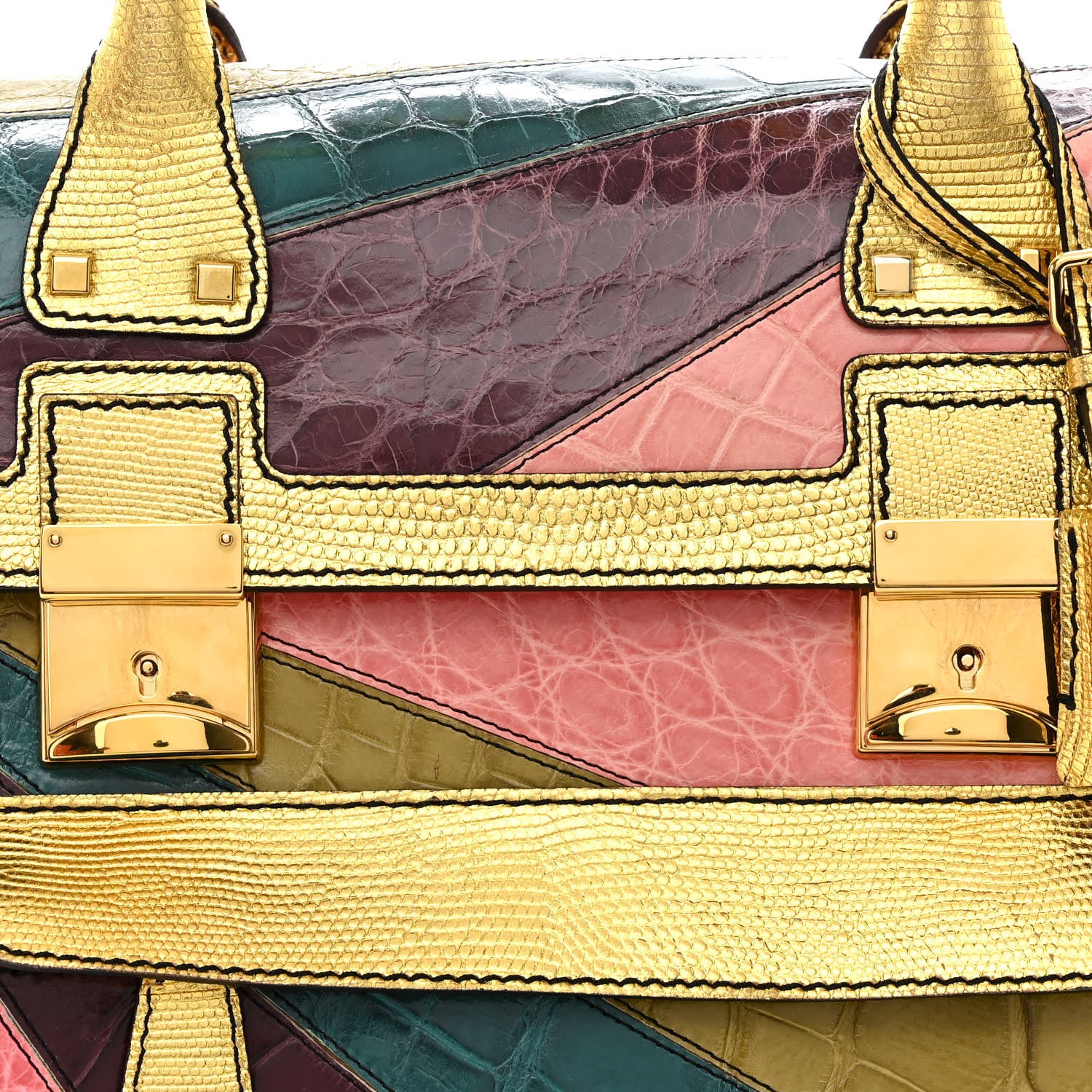 Valentino Garavani Patchwork Crocodile Dome Handbag Multicolor 8 of 15