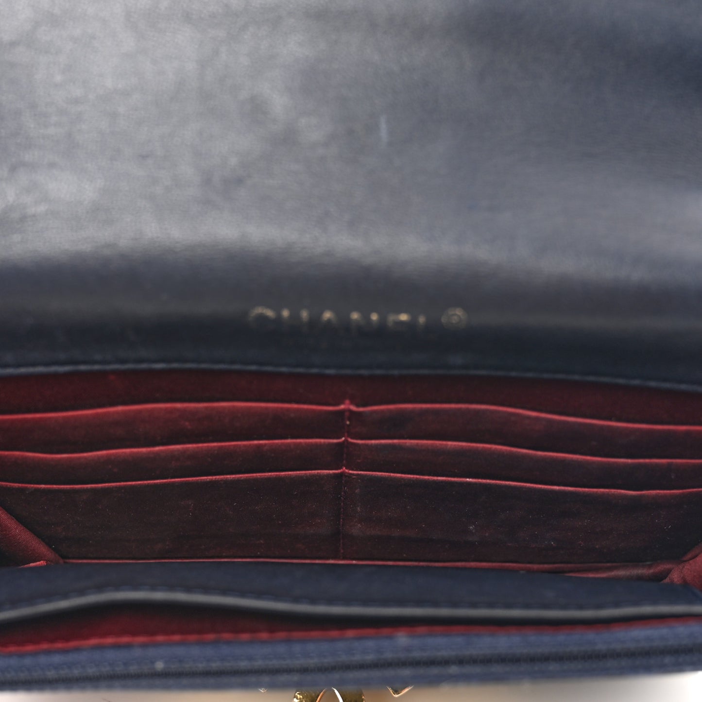 Lambskin Quilted Golden Class Wallet on Chain WOC Navy