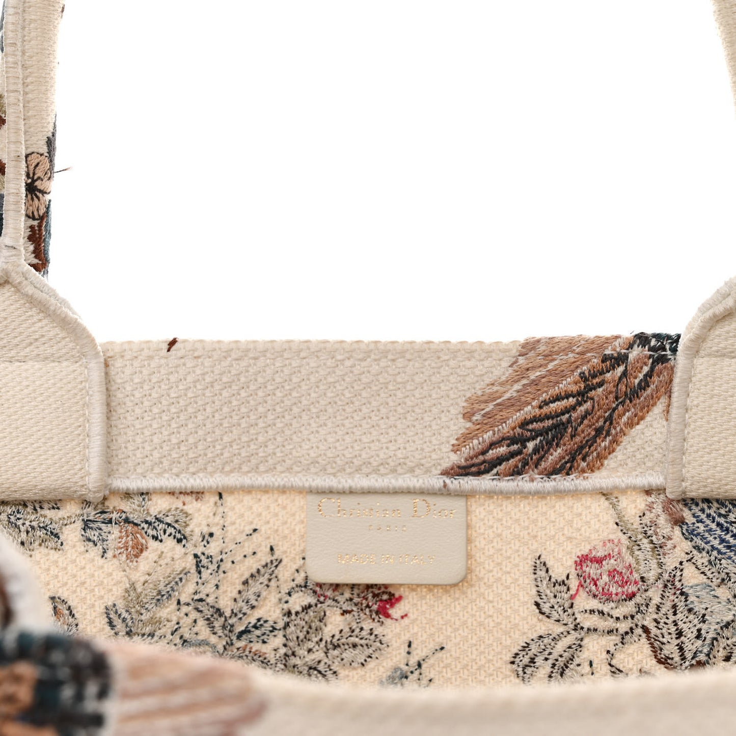Canvas Embroidered Large Jardin D'Hiver Book Tote Latte Multicolor