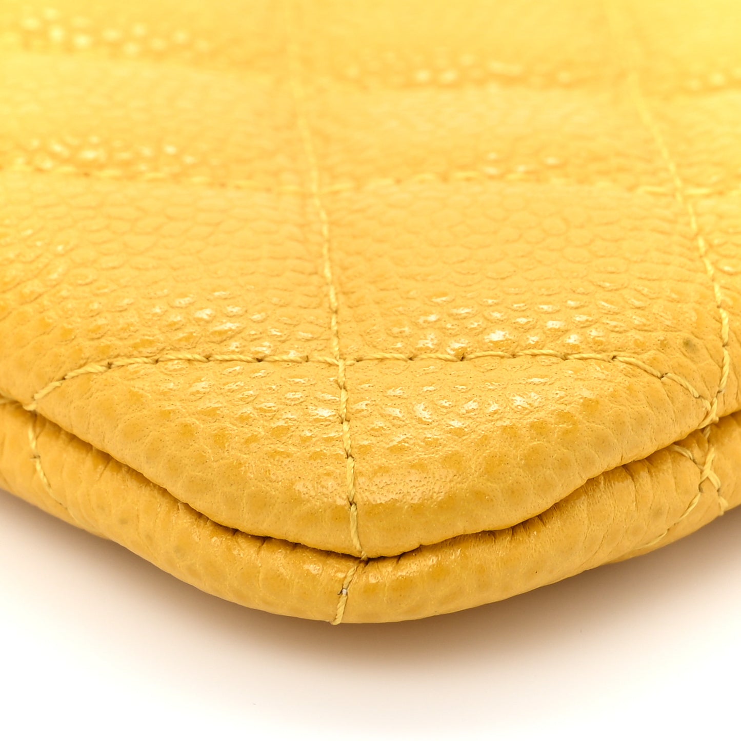 Caviar Quilted Small Cosmetic Case Yellow