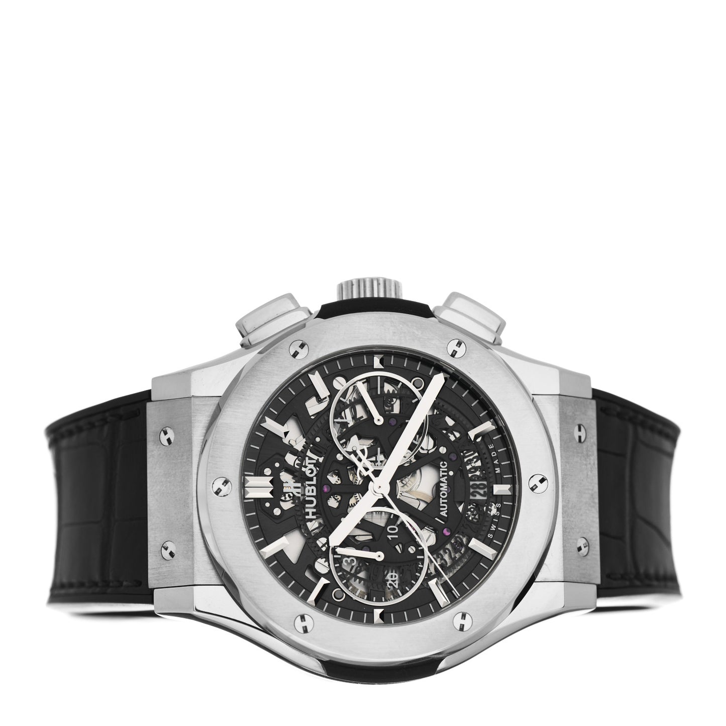 Titanium Alligator 45mm Classic Fusion Aerofusion Chronograph Automatic Watch Black 525.NX.0170.LR