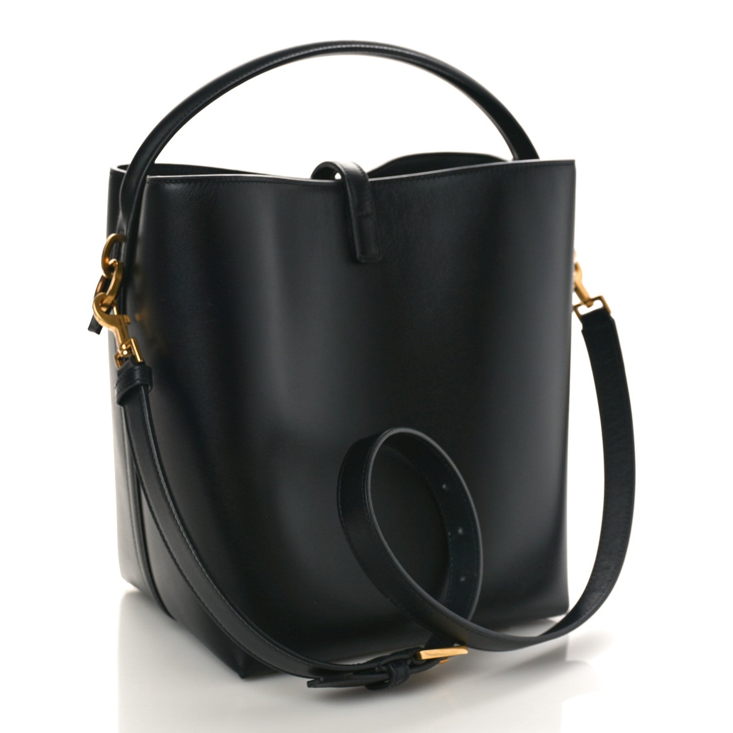 Saint Laurent Smooth Shiny Calfskin Monogram Le 37 Bucket Bag Black 4 of 10