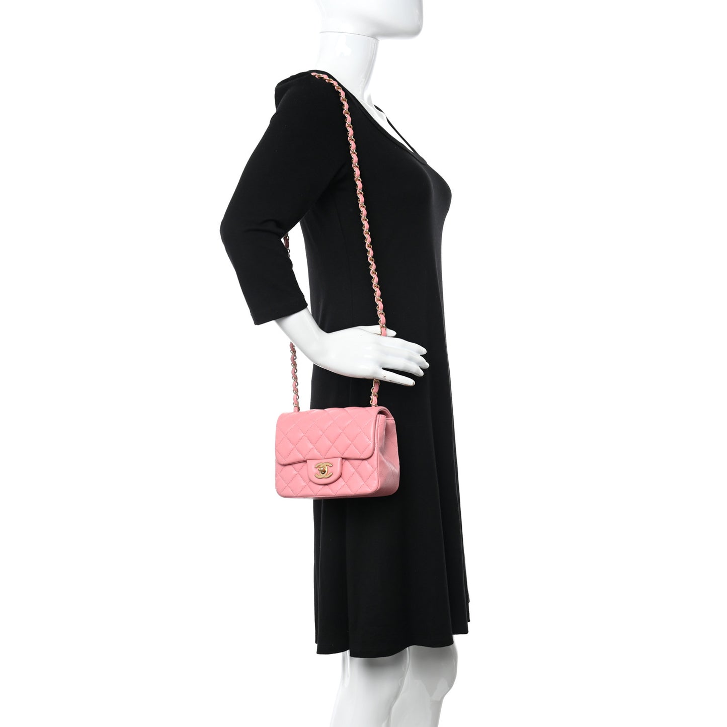 Lambskin Quilted Mini Square Flap Pink