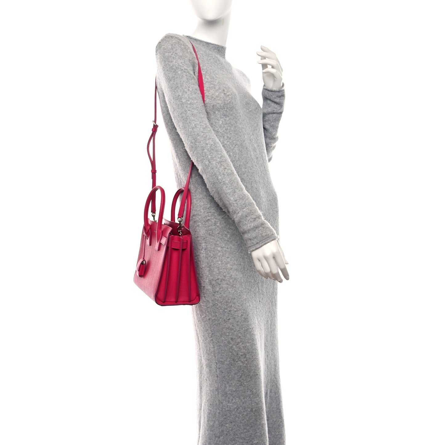 Grained Calfskin Baby Sac De Jour Lipstick Fuchsia