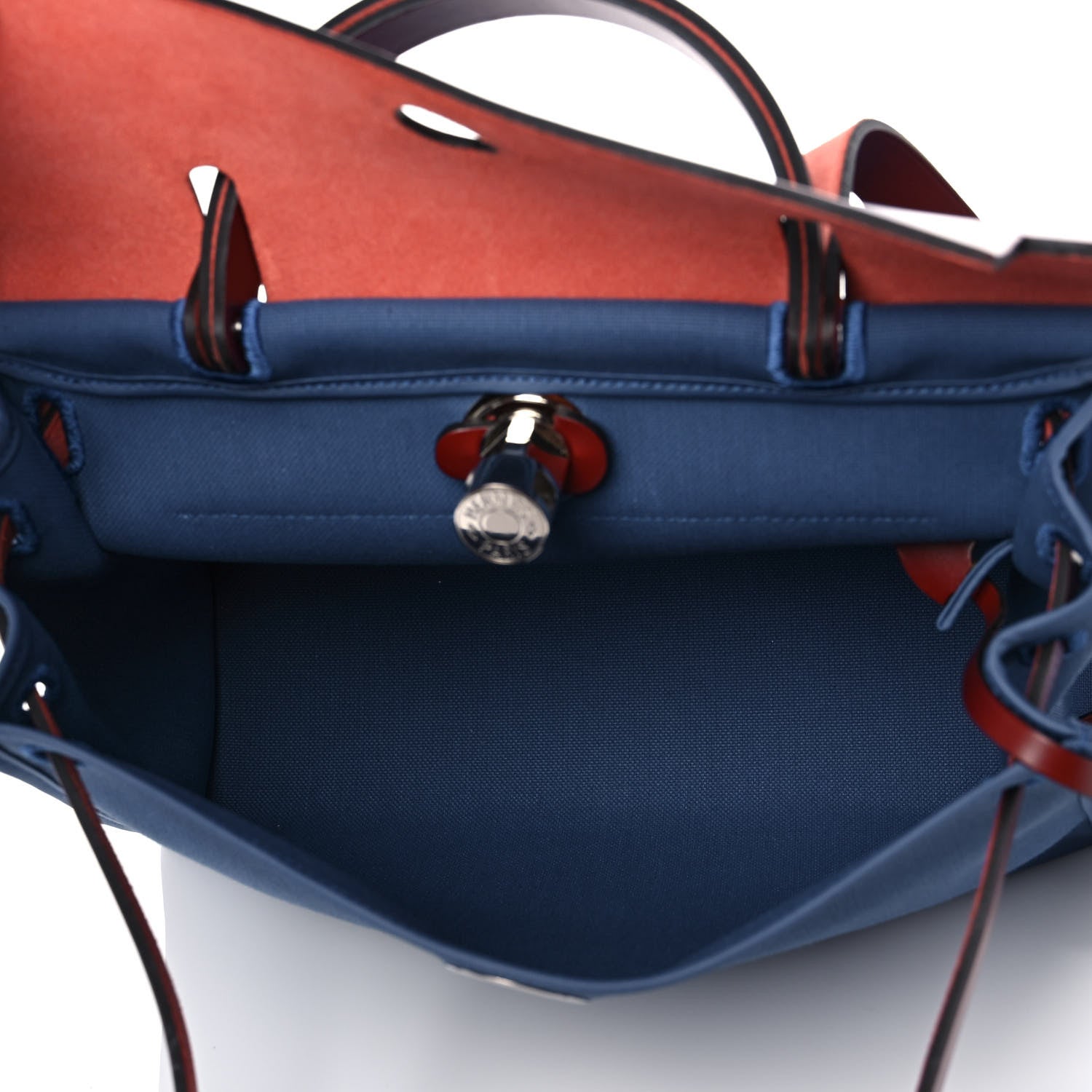 Hermes Vache Hunter Toile Militaire Herbag Zip 31 PM Bleu Agate Rouge H 5 of 15