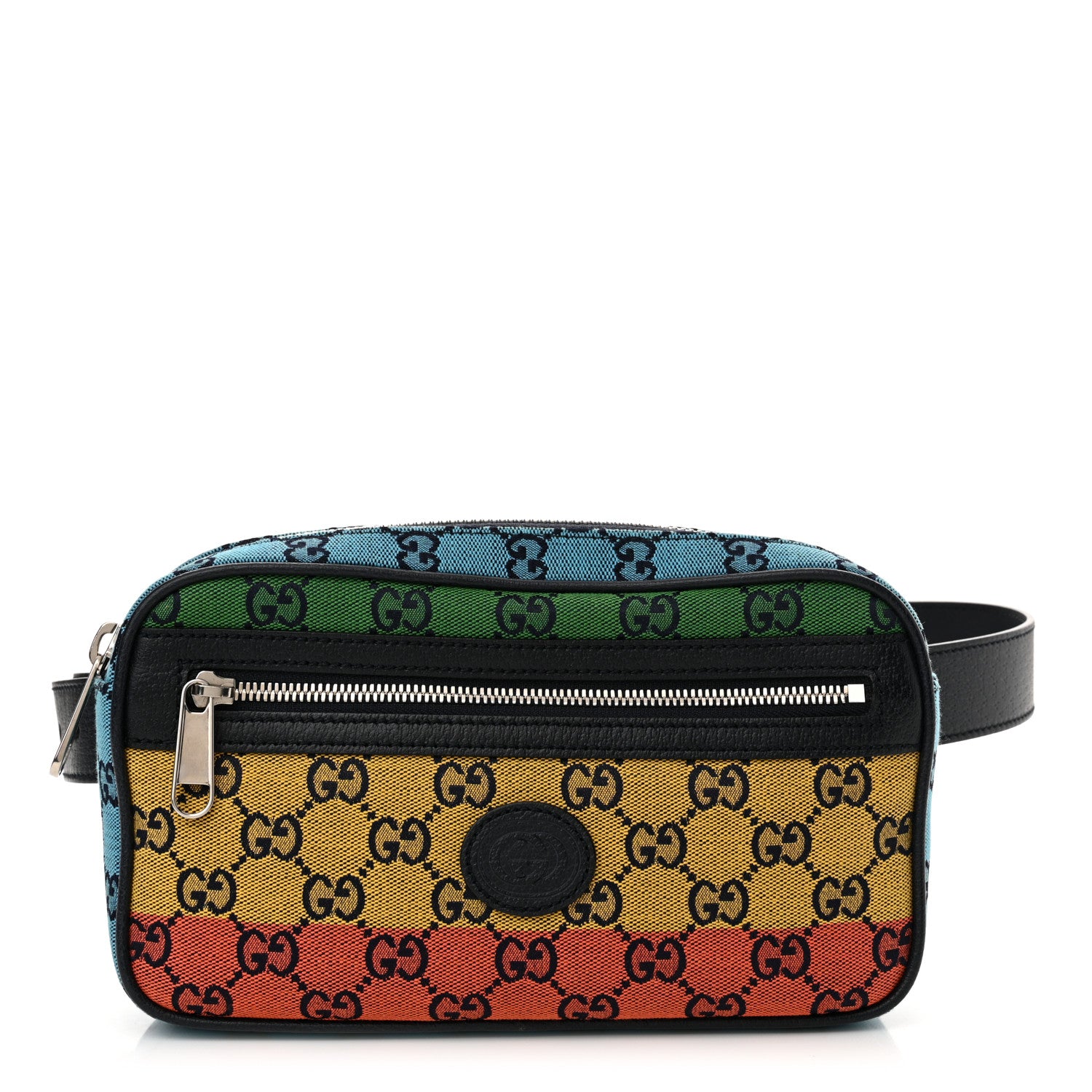 Gucci Monogram Multicolor Retro Interlocking G Belt Bag 95 38 Blue Rainbow Light Blue 1 of 10
