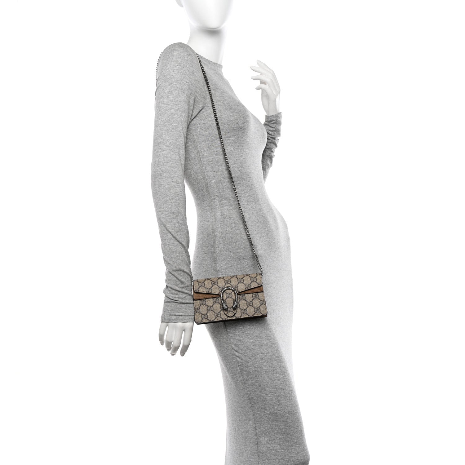 Gucci GG Supreme Monogram Super Mini Dionysus Shoulder Bag Taupe 2 of 9