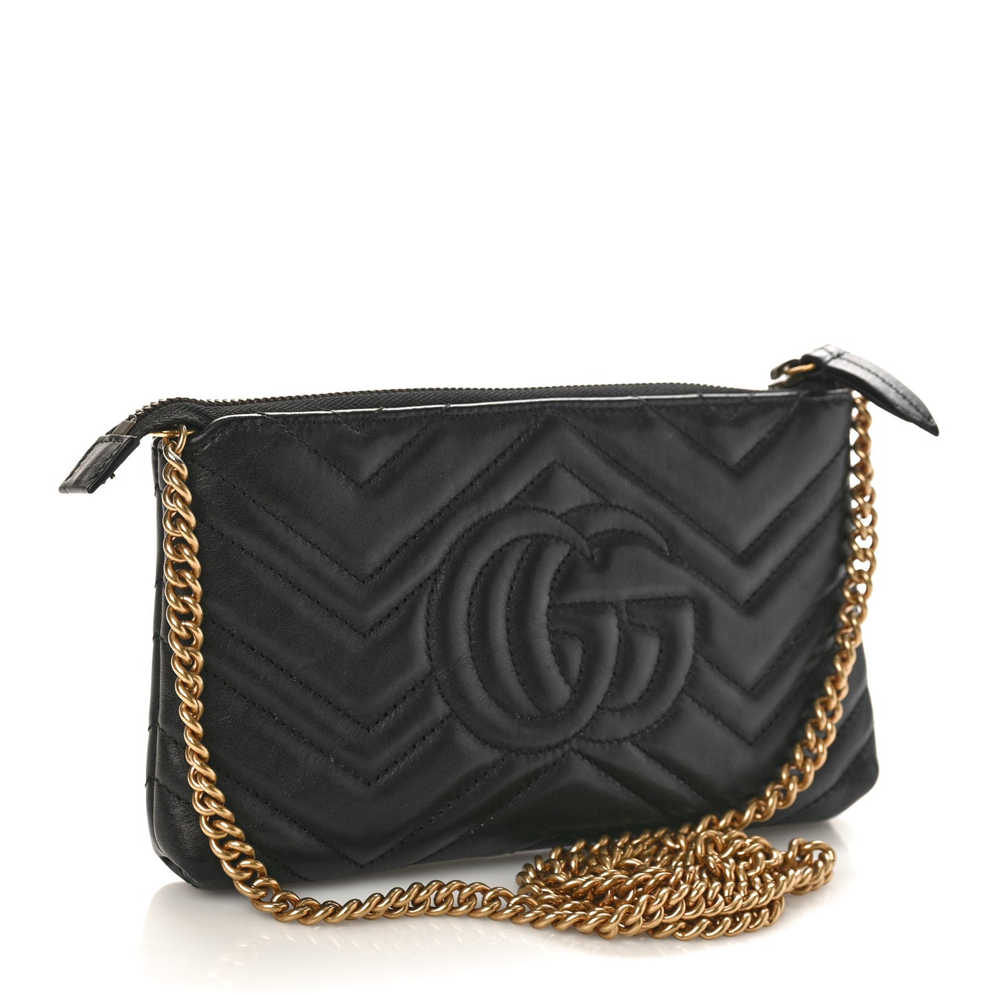 Calfskin Matelasse Mini GG Marmont Chain Bag Black