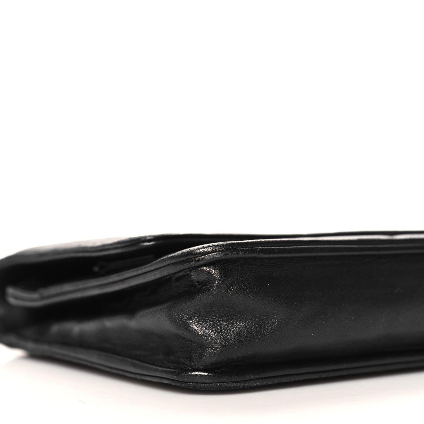 Lambskin Camellia Embossed Wallet On Chain WOC Black