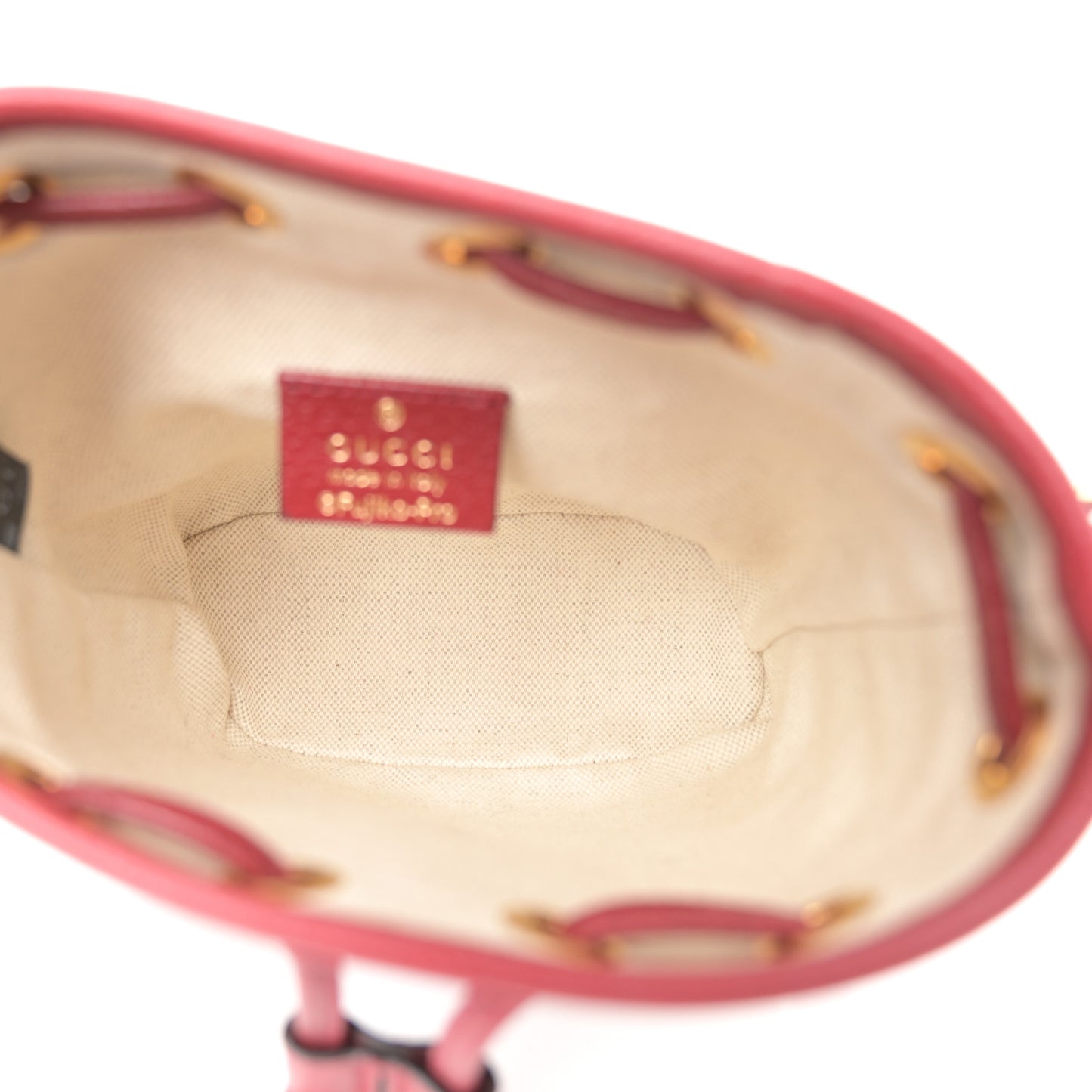X DORAEMON Mini Vintage GG Supreme Monogram Textured Dollar Calfskin Mini Bucket Bag Beige Ebony Multicolor New Cherry Red