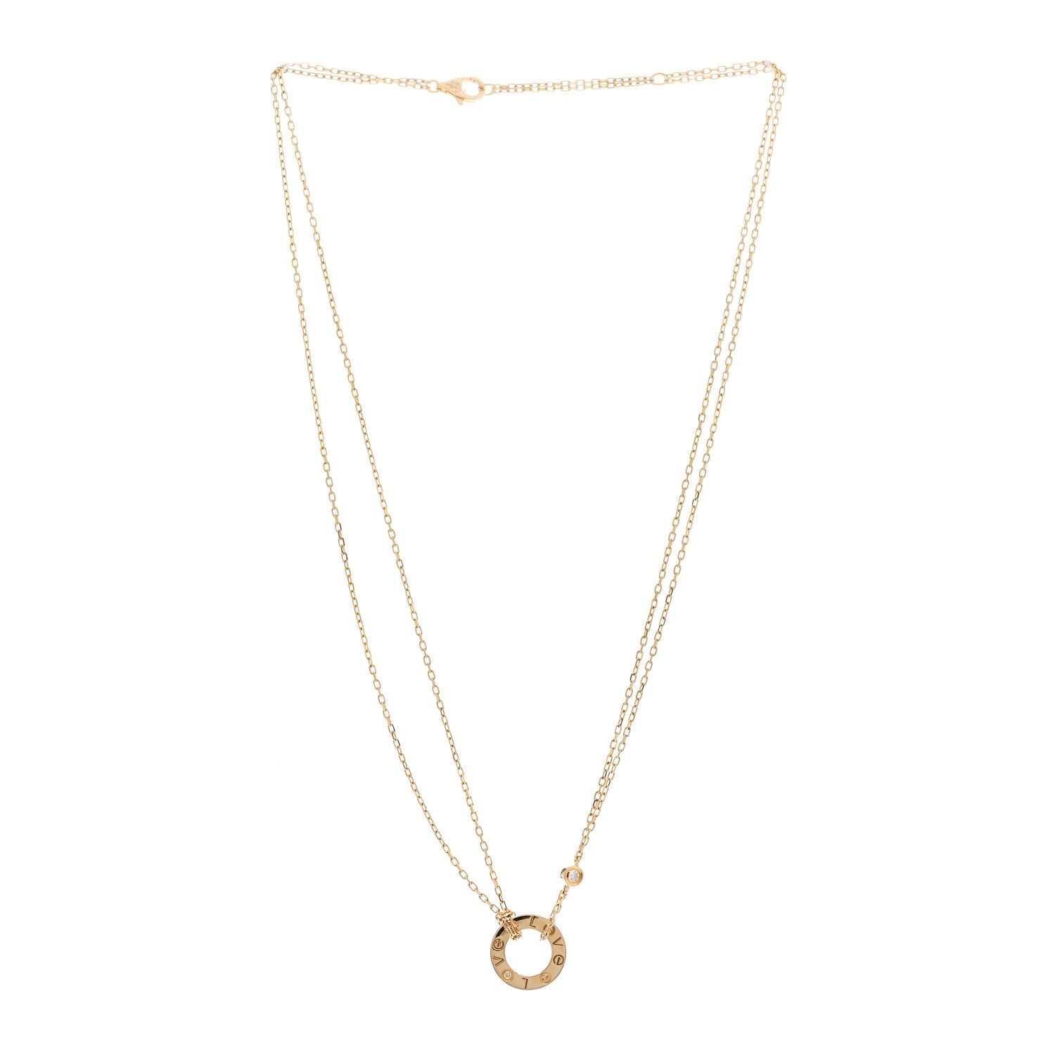 Cartier 18K Yellow Gold 2 Diamond LOVE Necklace 3 of 5