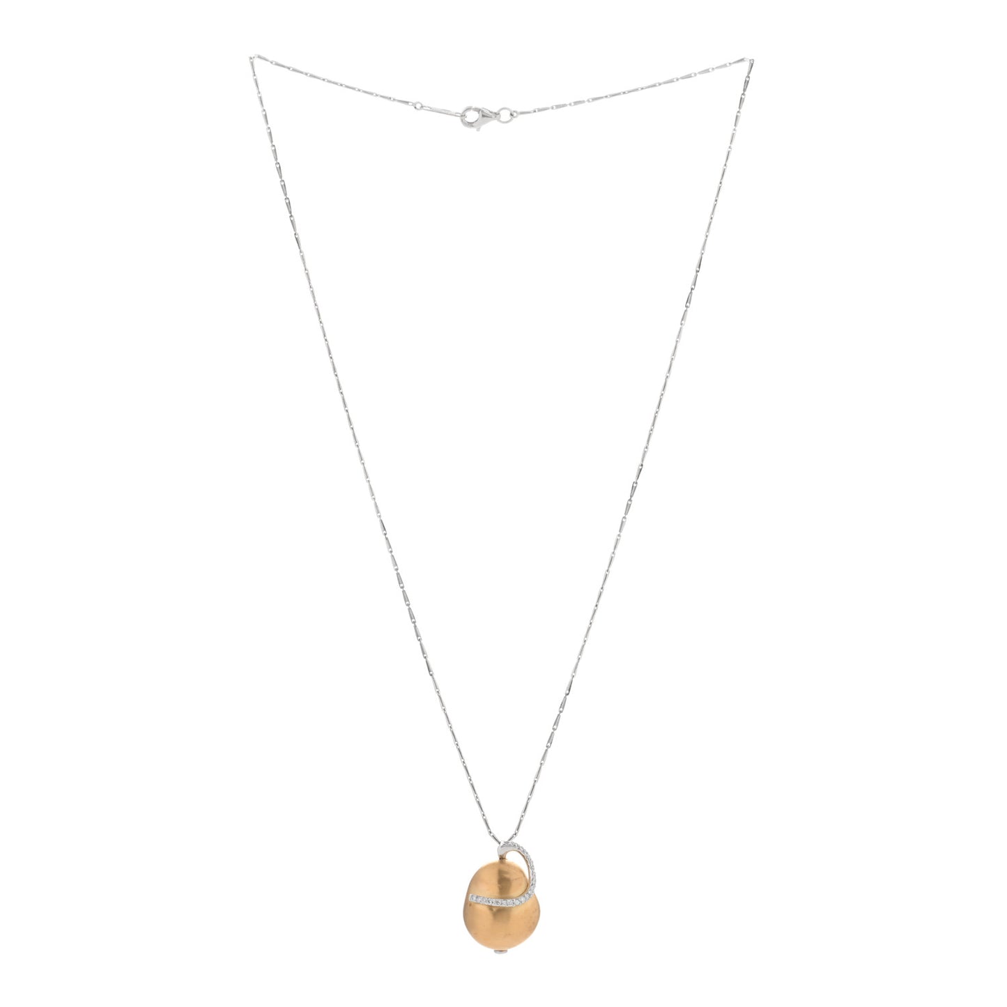 18K Yellow White Gold Diamond Nugget Pendant Necklace