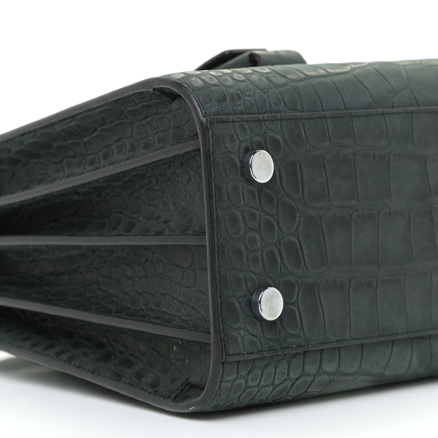 Crocodile Embossed Nubuck Baby Sac De Jour Dark Anthracite