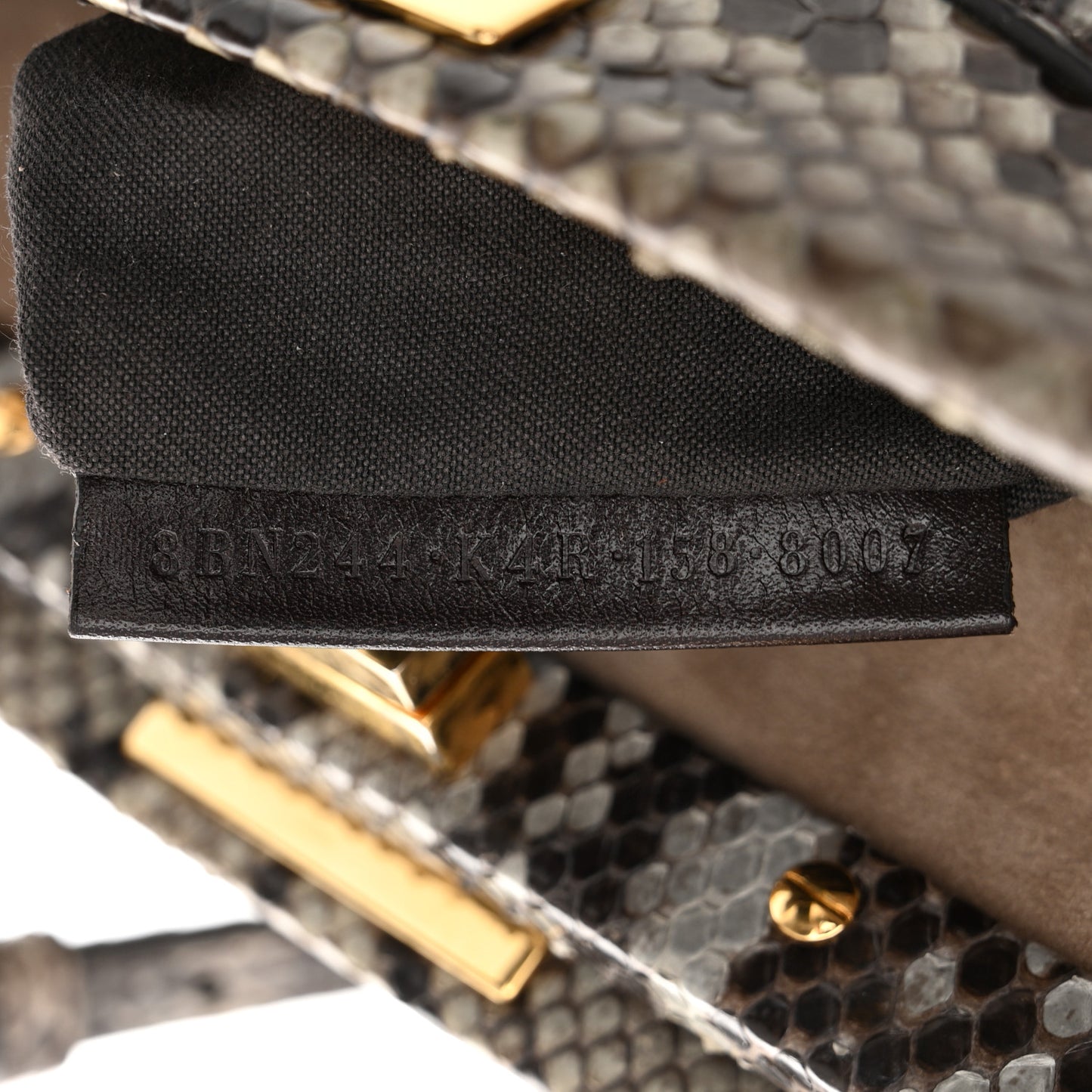 Snakeskin Camoscio Mini Peekaboo Iconic Satchel Asfalto Nocciola