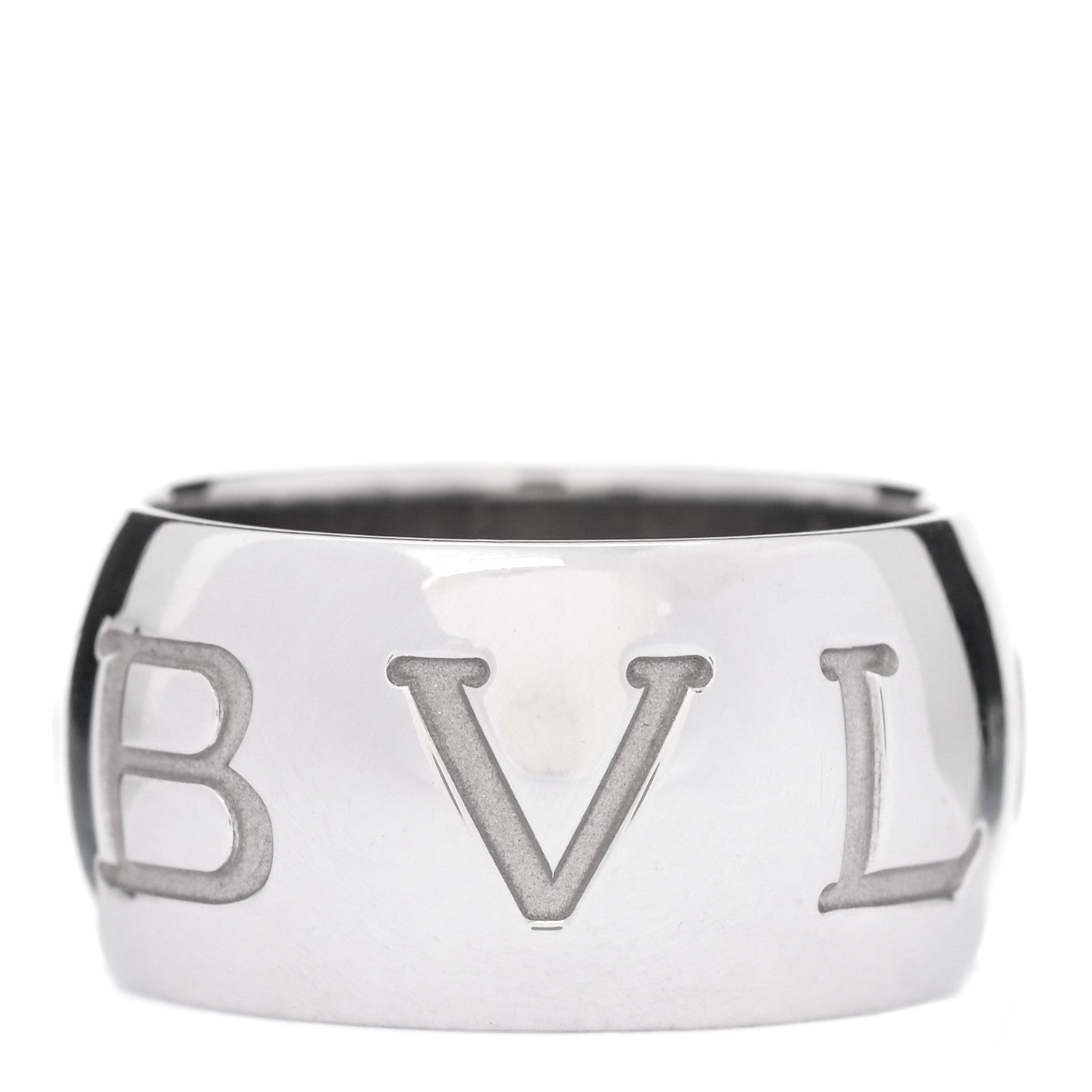 Bulgari 18K White Gold Monologo Band Ring 51 964620 – FASHIONPHILE