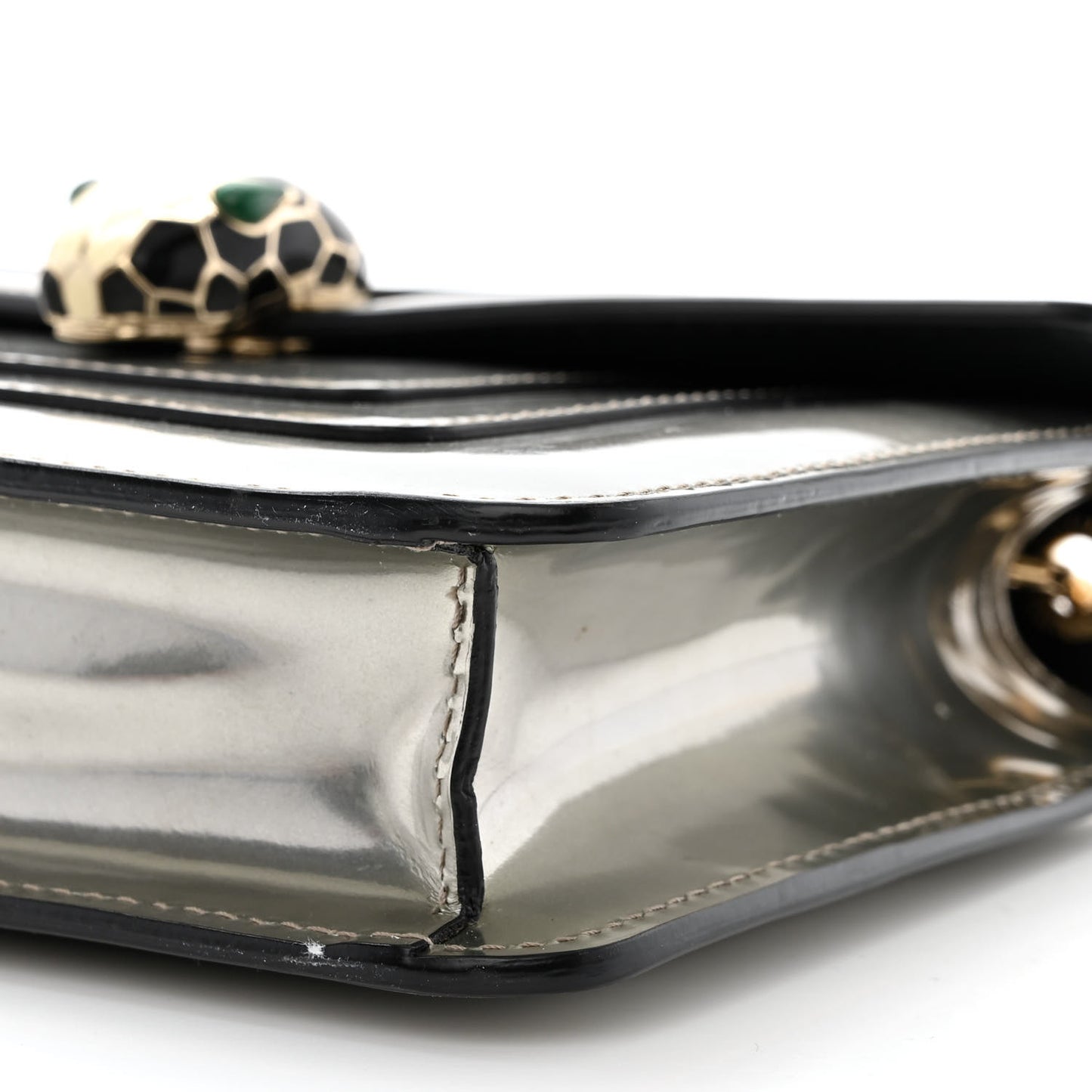Metallic Calfskin Small Serpenti Forever Snake Strap Crossbody Bag Silver