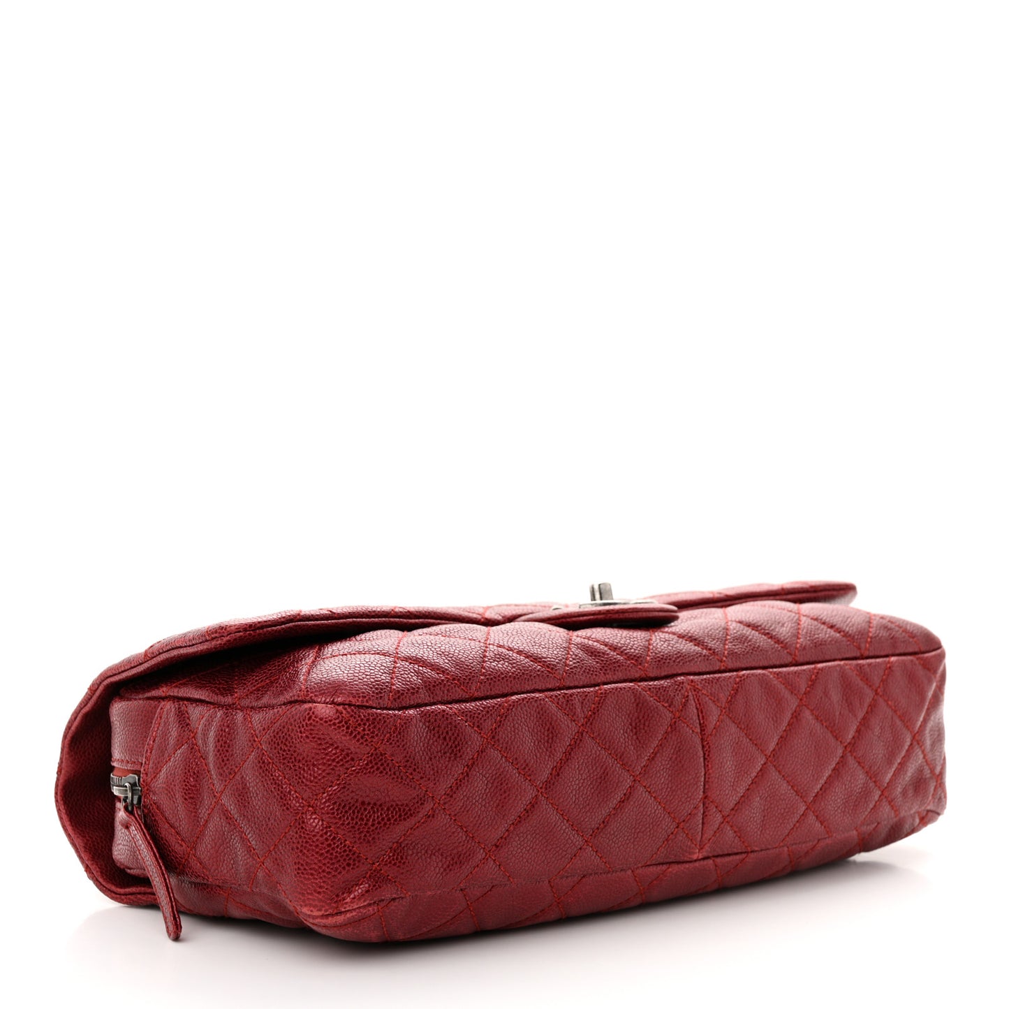Iridescent Caviar Quilted Large Chic Flap Red