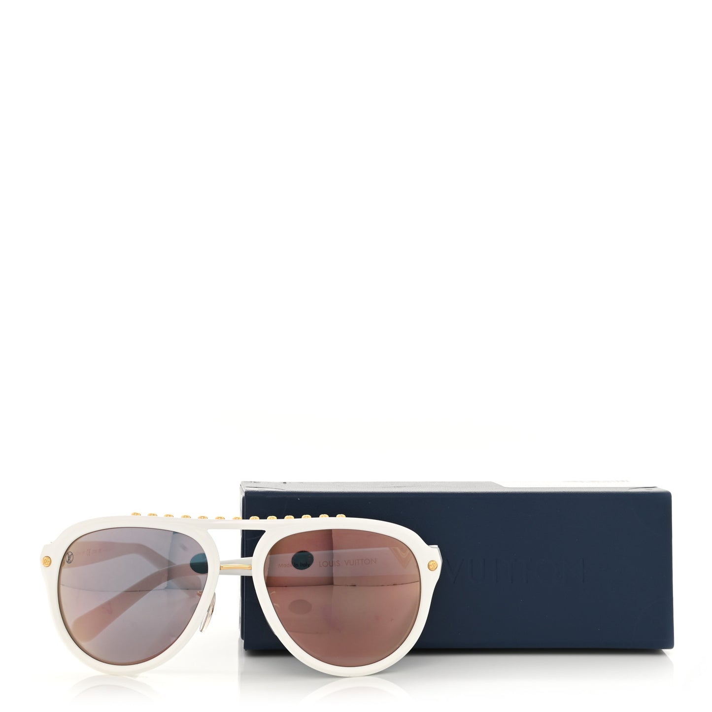 Acetate Aviator Serpico Studded Sunglasses Z2358W White