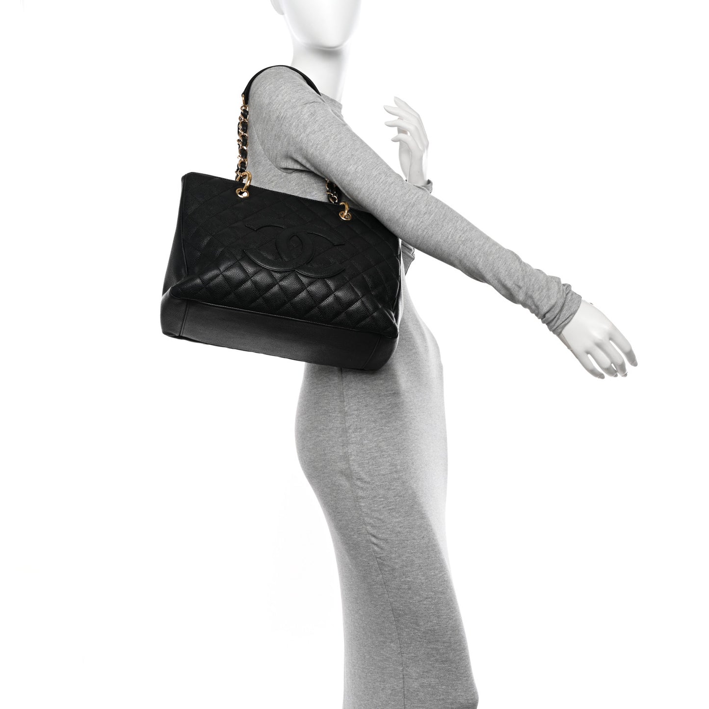 Caviar Quilted Grand Shopping Tote GST Black