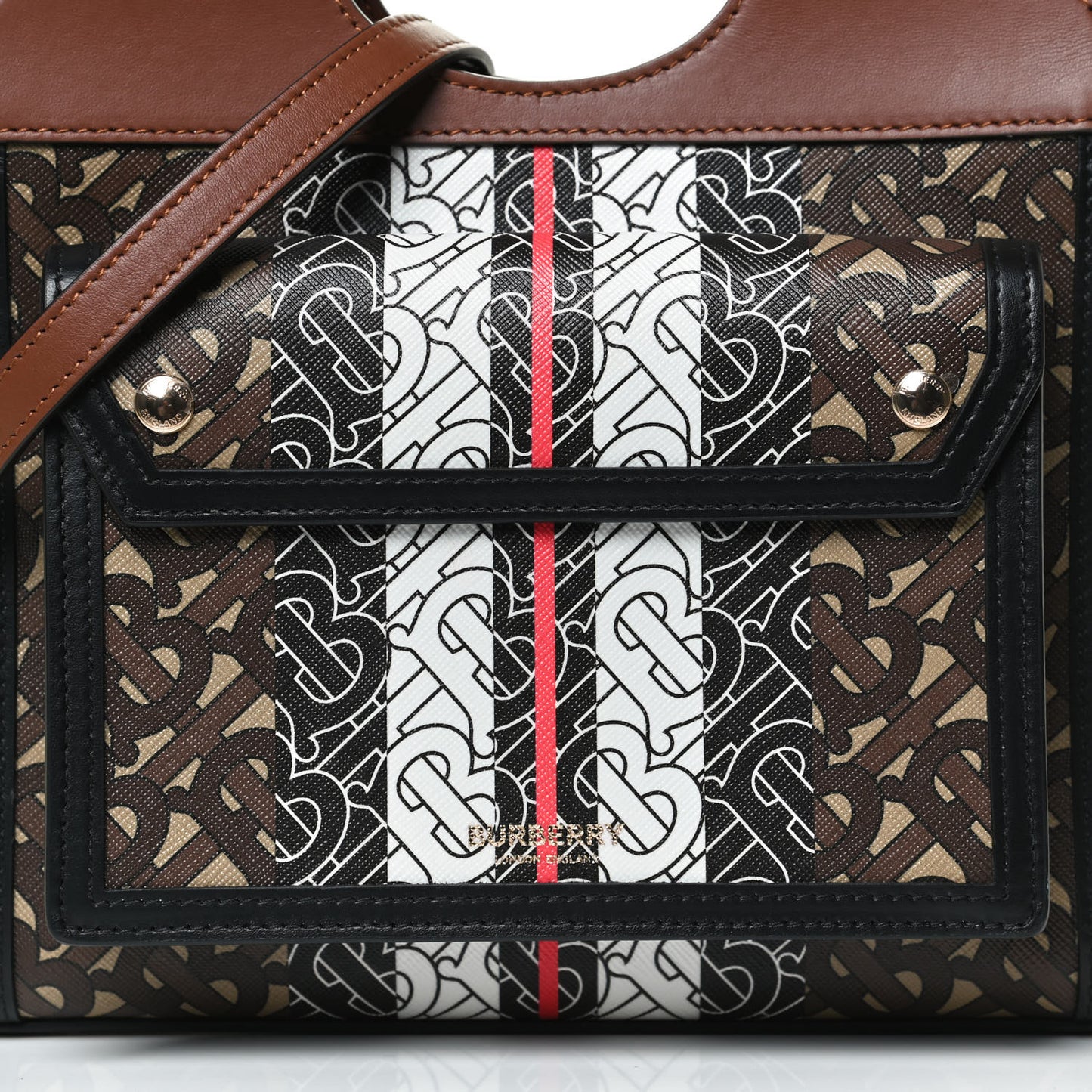 E-Canvas Monogram Stripe Mini Pocket Bag Bridle Brown