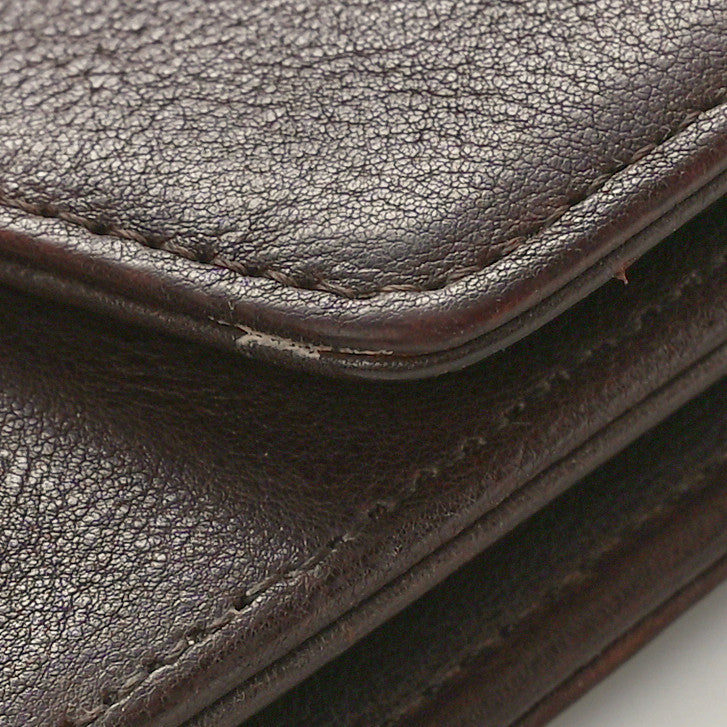 Lambskin Timeless CC Wallet on Chain WOC Dark Brown