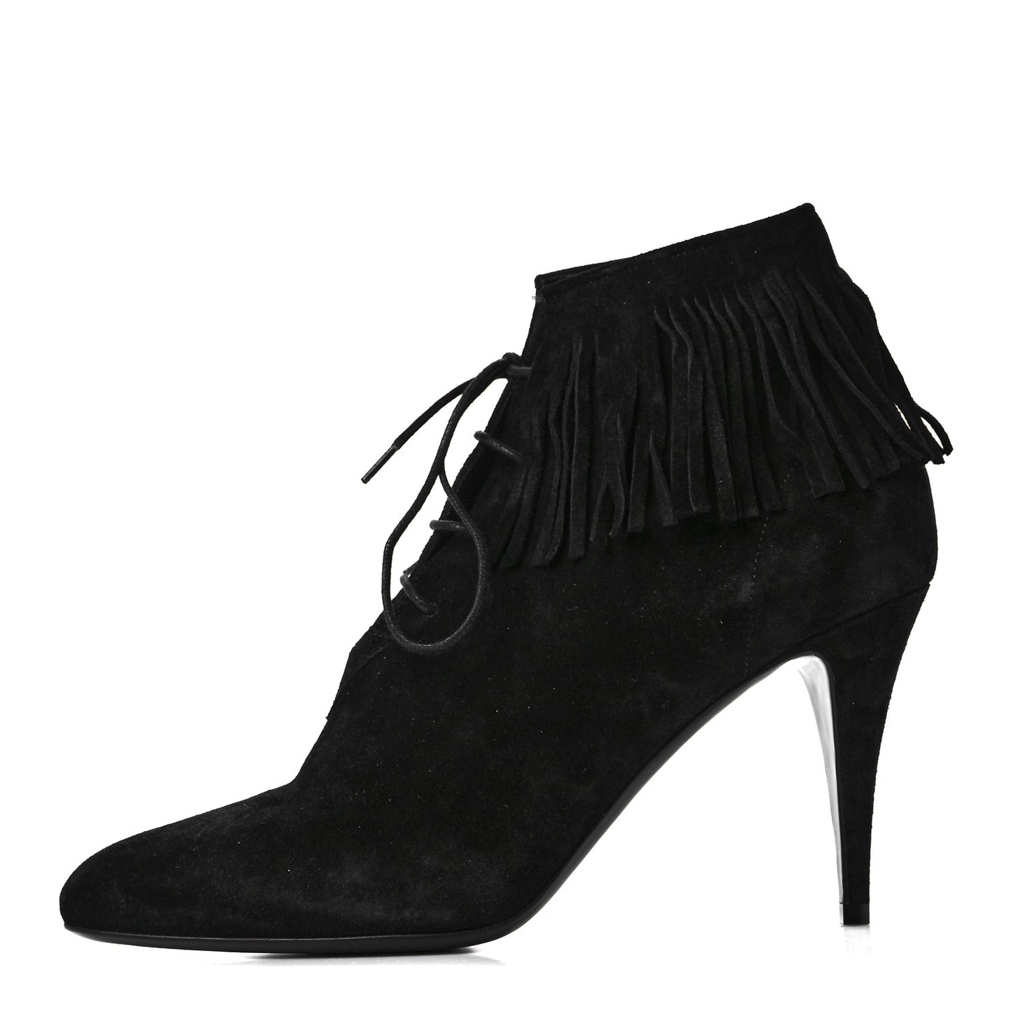 Suede Fringe Babies Ankle Boots 41 Black