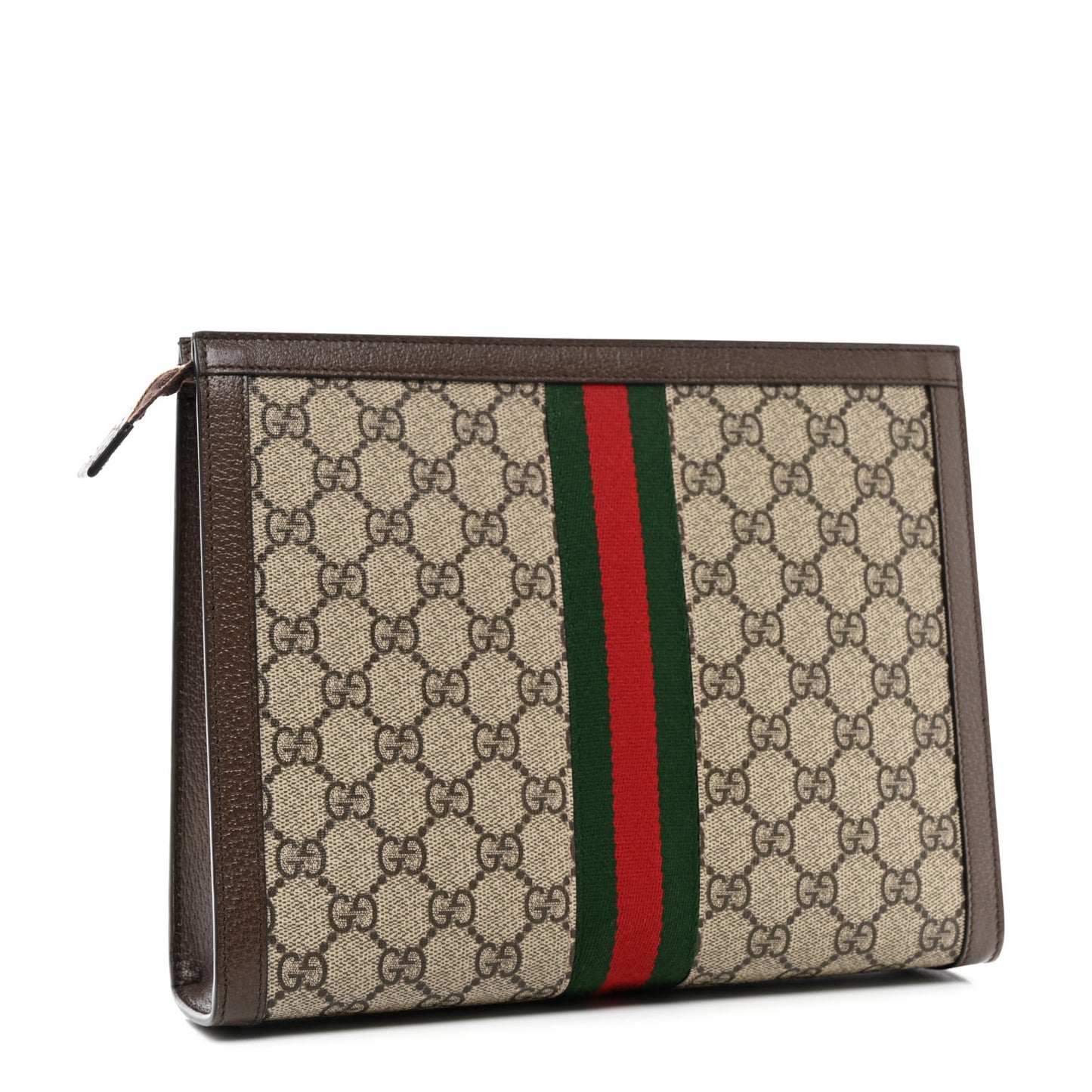 GG Supreme Monogram Web Ophidia Pouch Brown