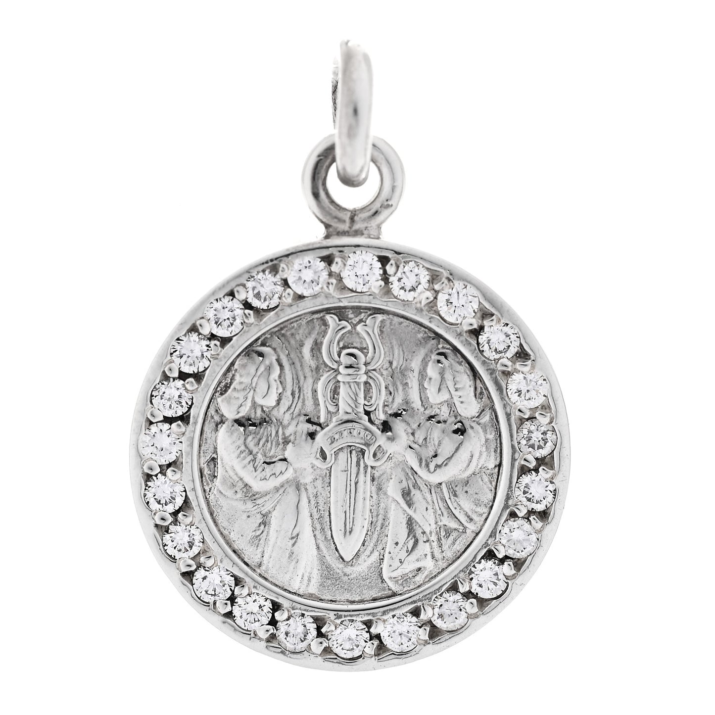 Sterling Silver Diamond Angel Dagger Charm Pendant