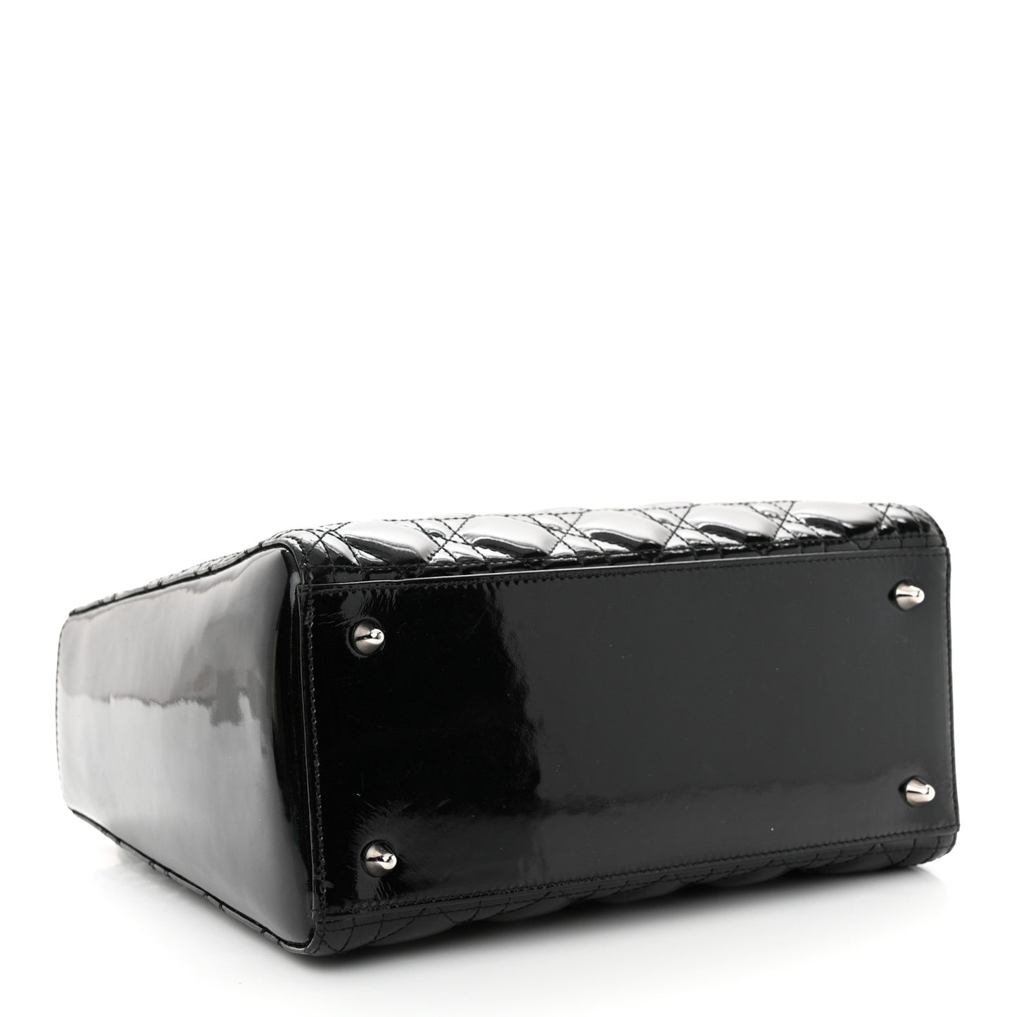 Patent Cannage Whipstitch Medium Lady Dior Black