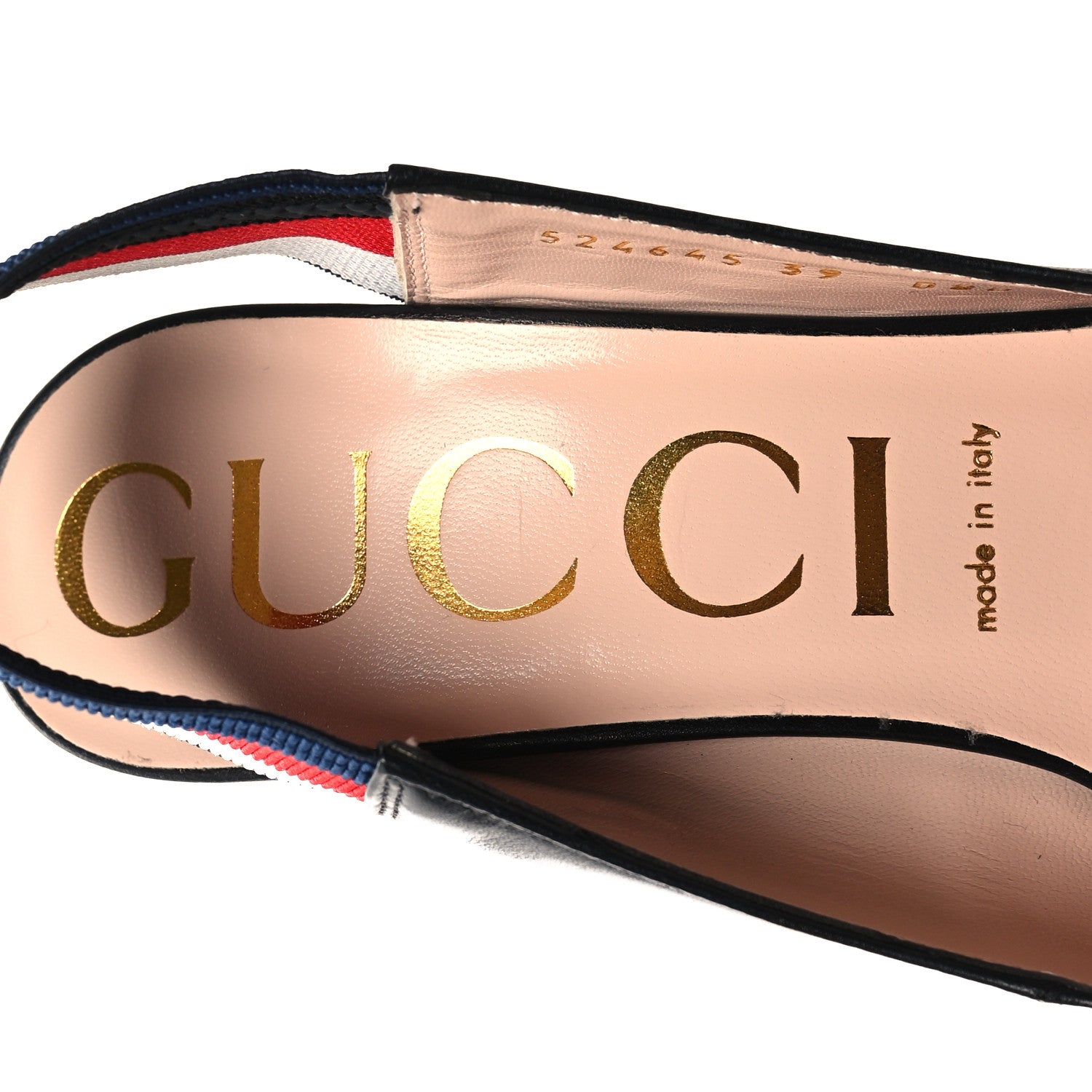 Gucci Malaga Kid Web Sylvie High Heel Slingback Pumps 39 Black 8 of 9