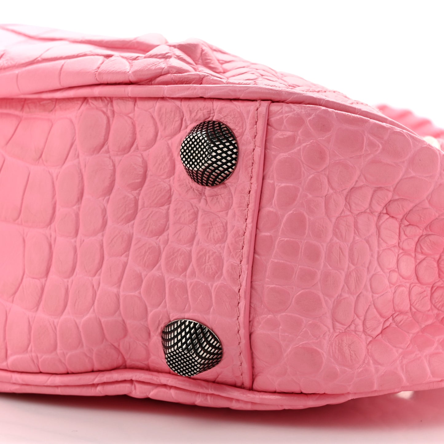 Extra Supple Calfskin Crocodile Embossed Small Le Cagole Shoulder Bag Sweet Pink